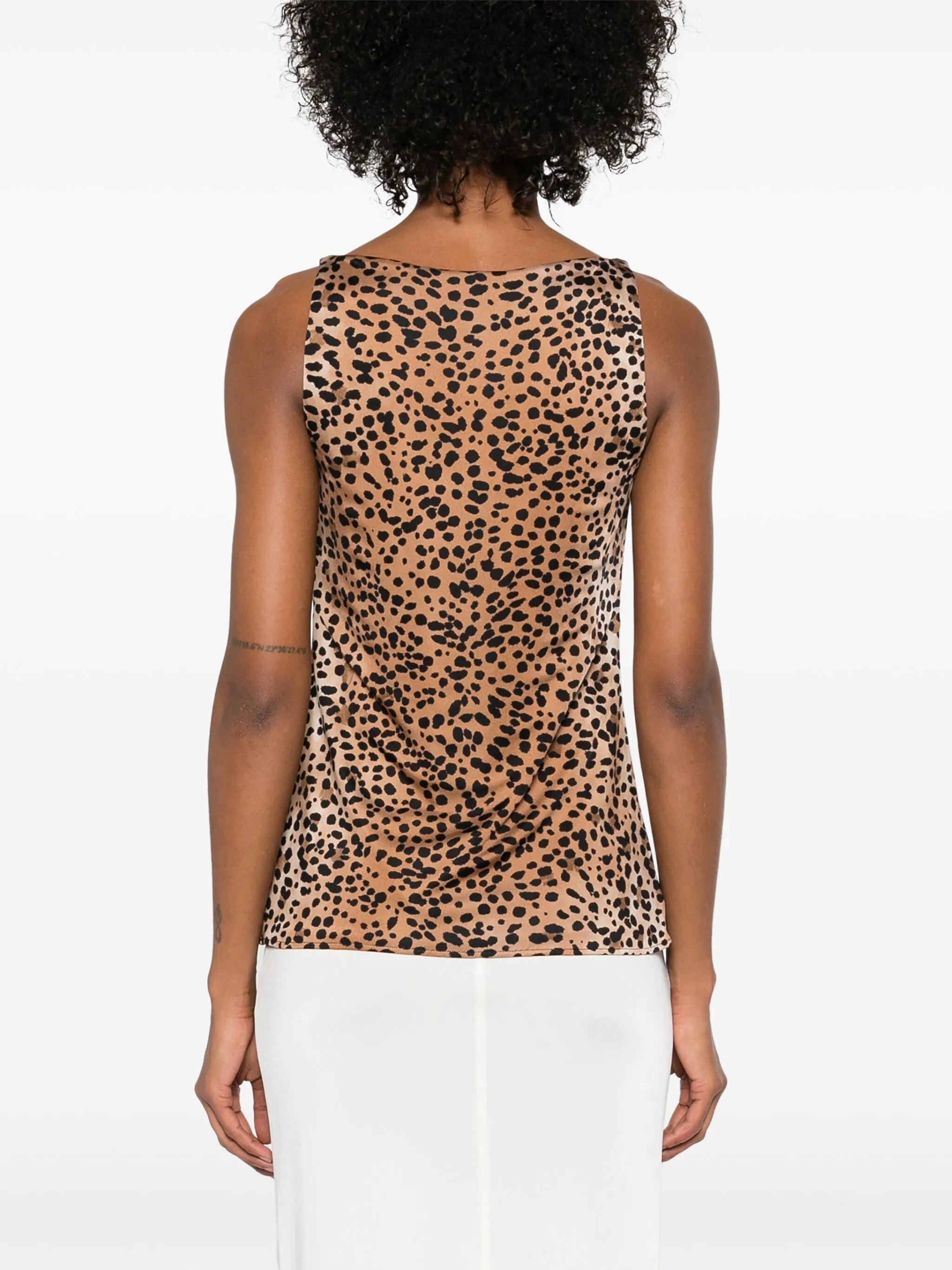 leopard-print cowl-neck top