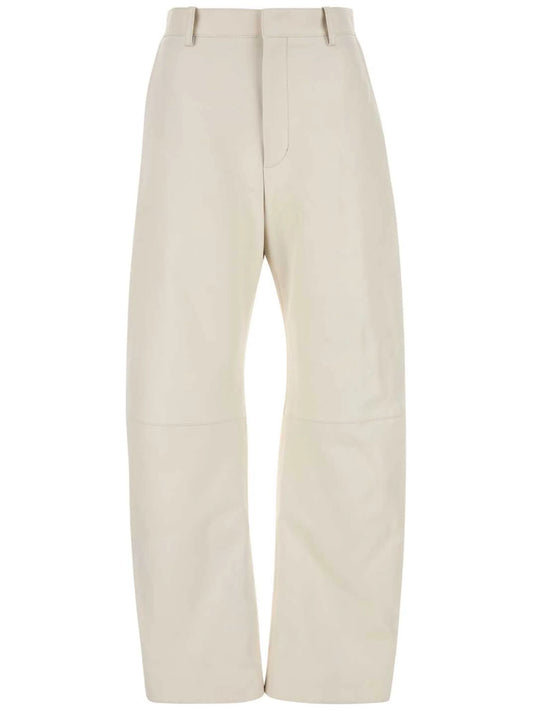leather rounded-leg trousers
