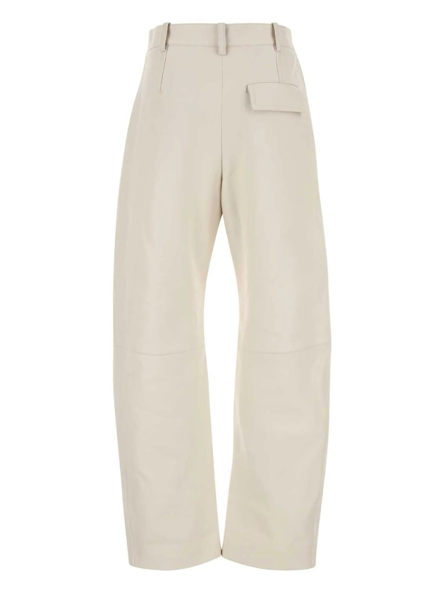 leather rounded-leg trousers