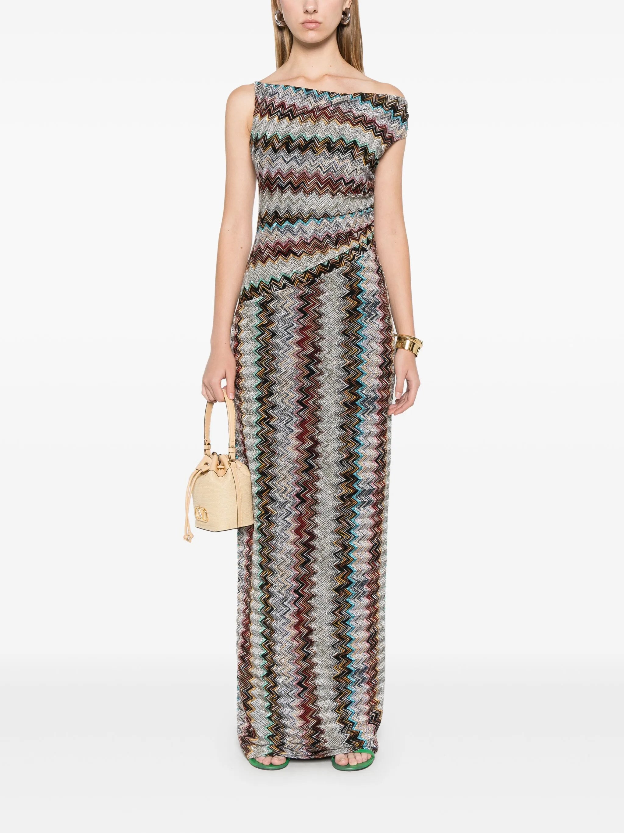 zigzag-woven maxi dress