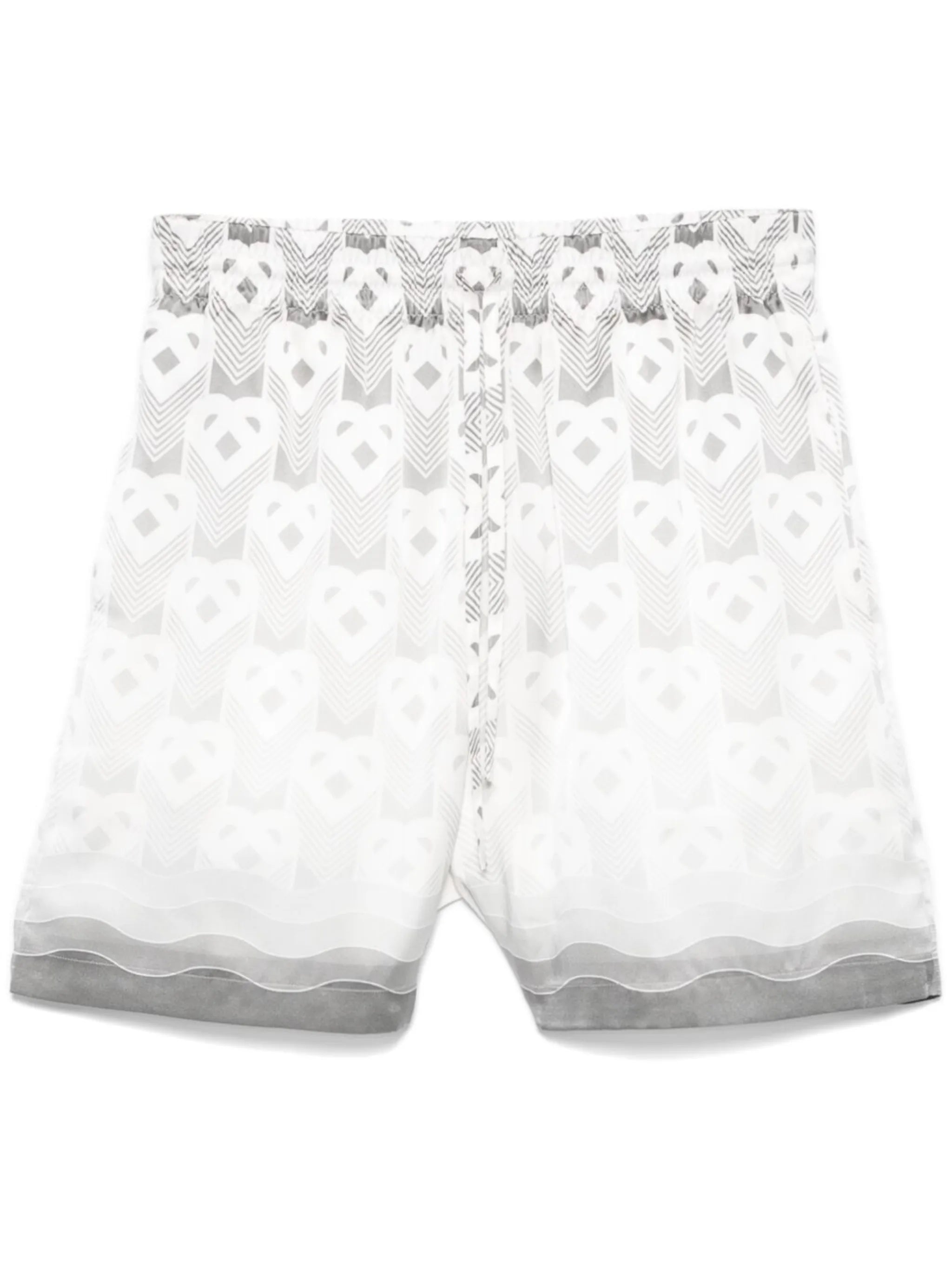 heart-monogram silk shorts