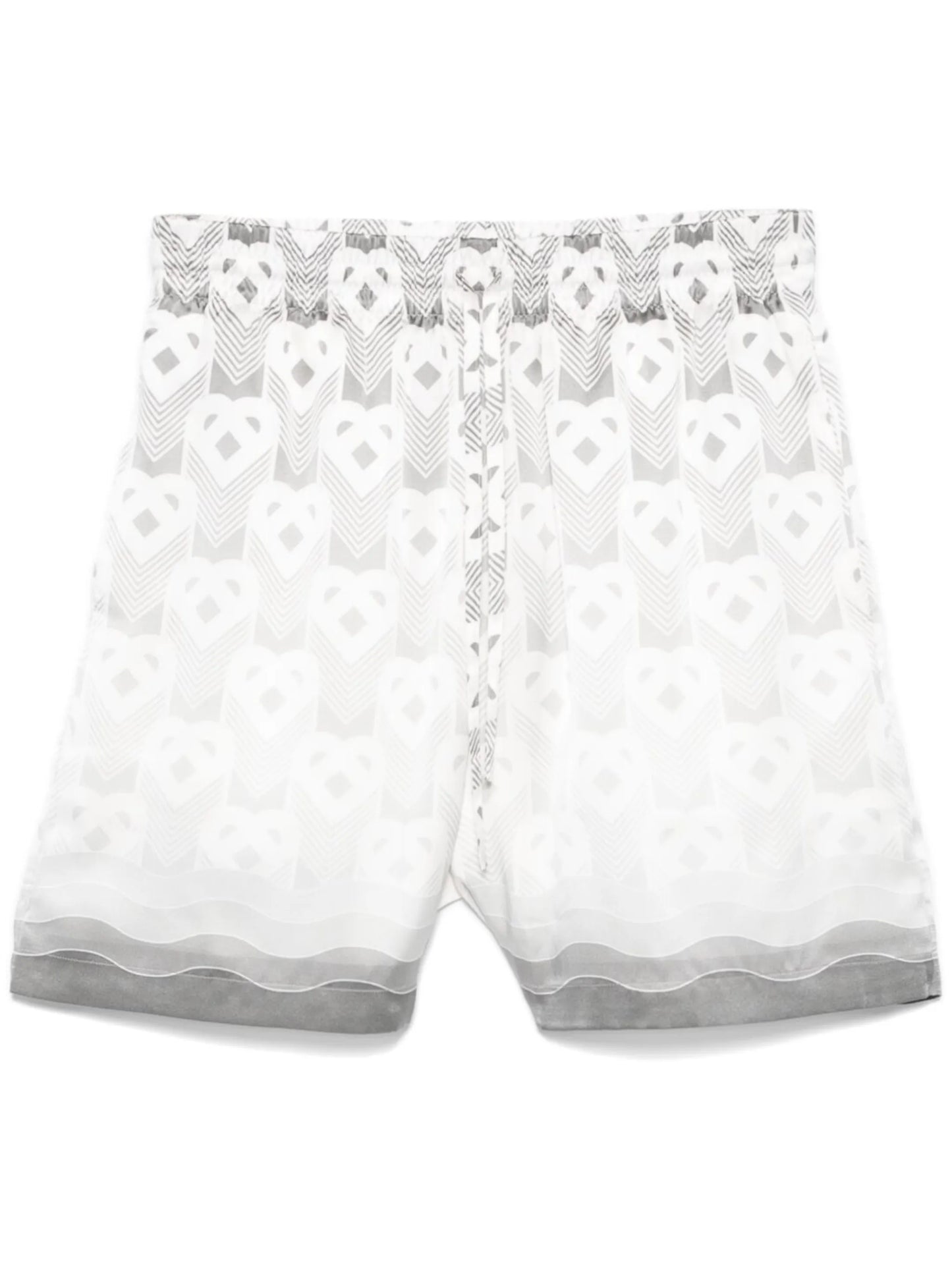 heart-monogram silk shorts