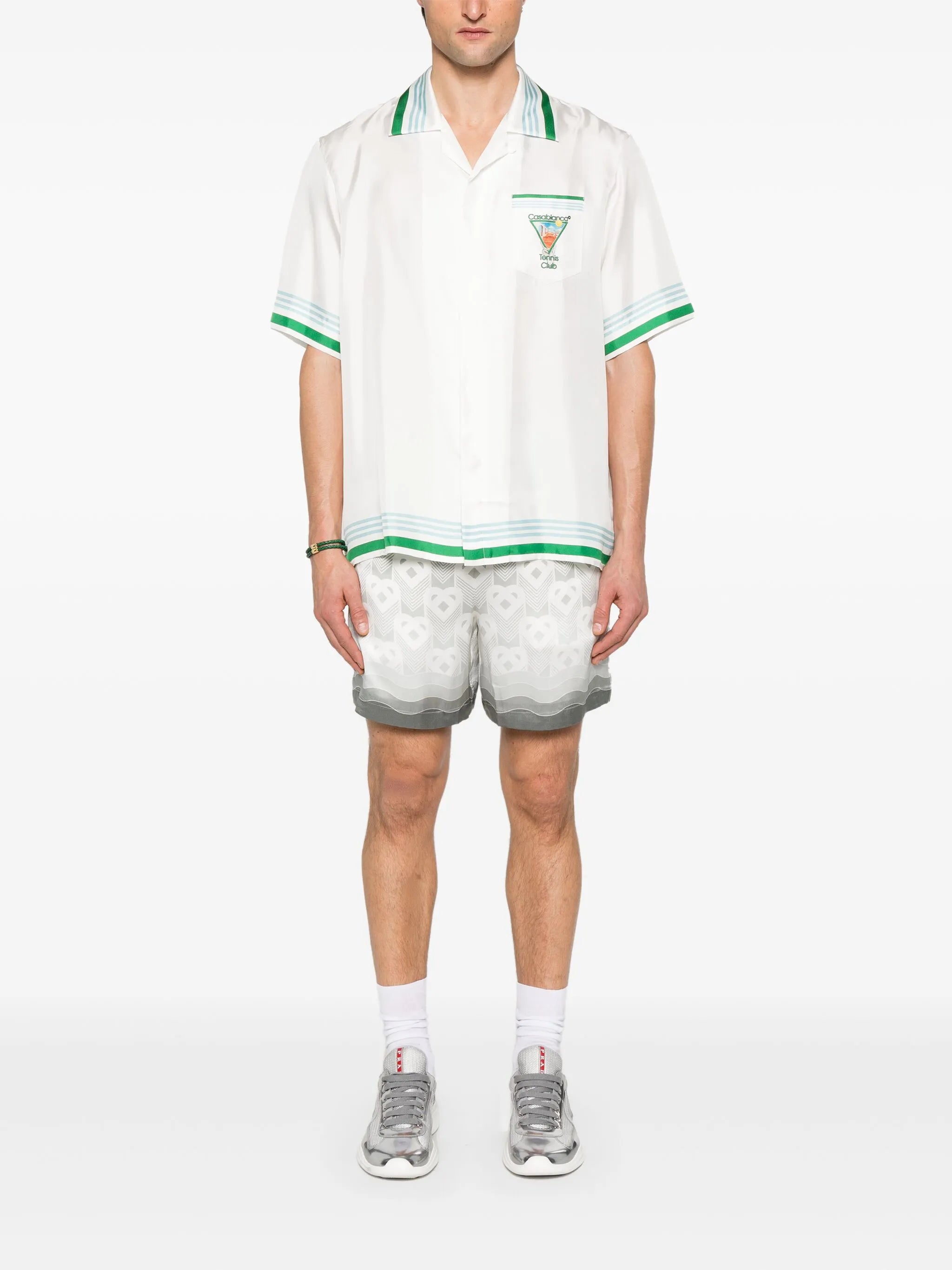 heart-monogram silk shorts