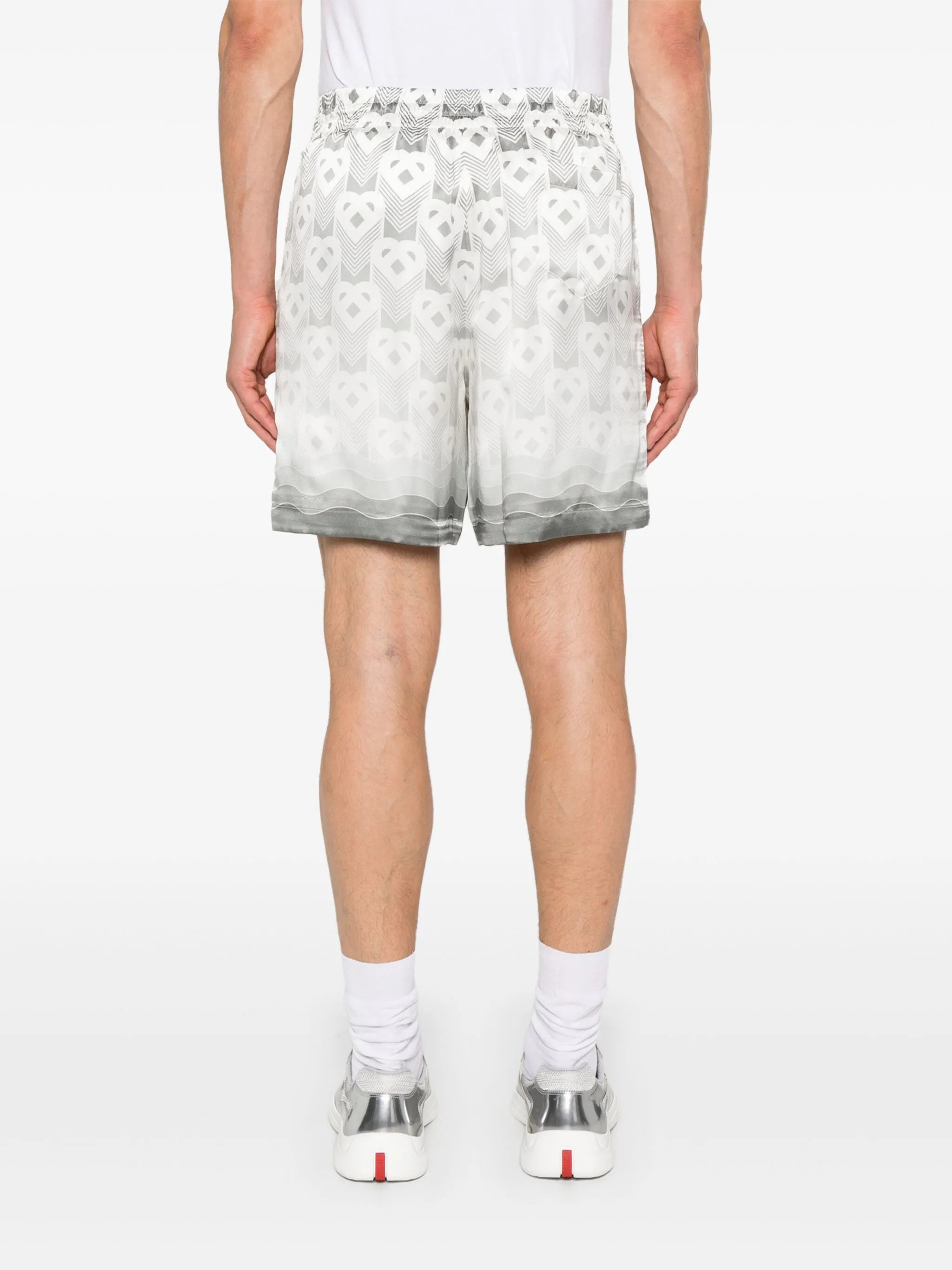 heart-monogram silk shorts