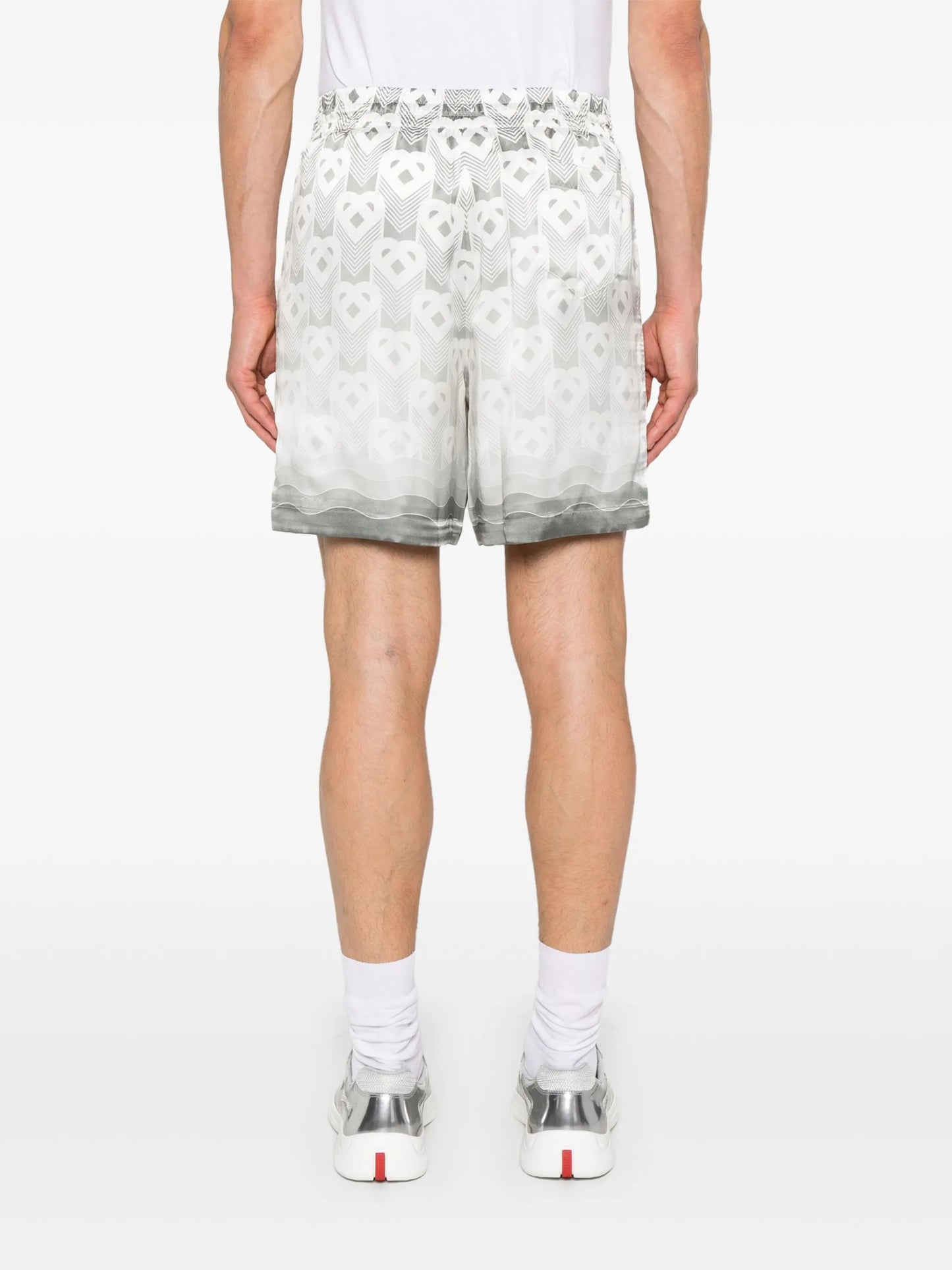 heart-monogram silk shorts
