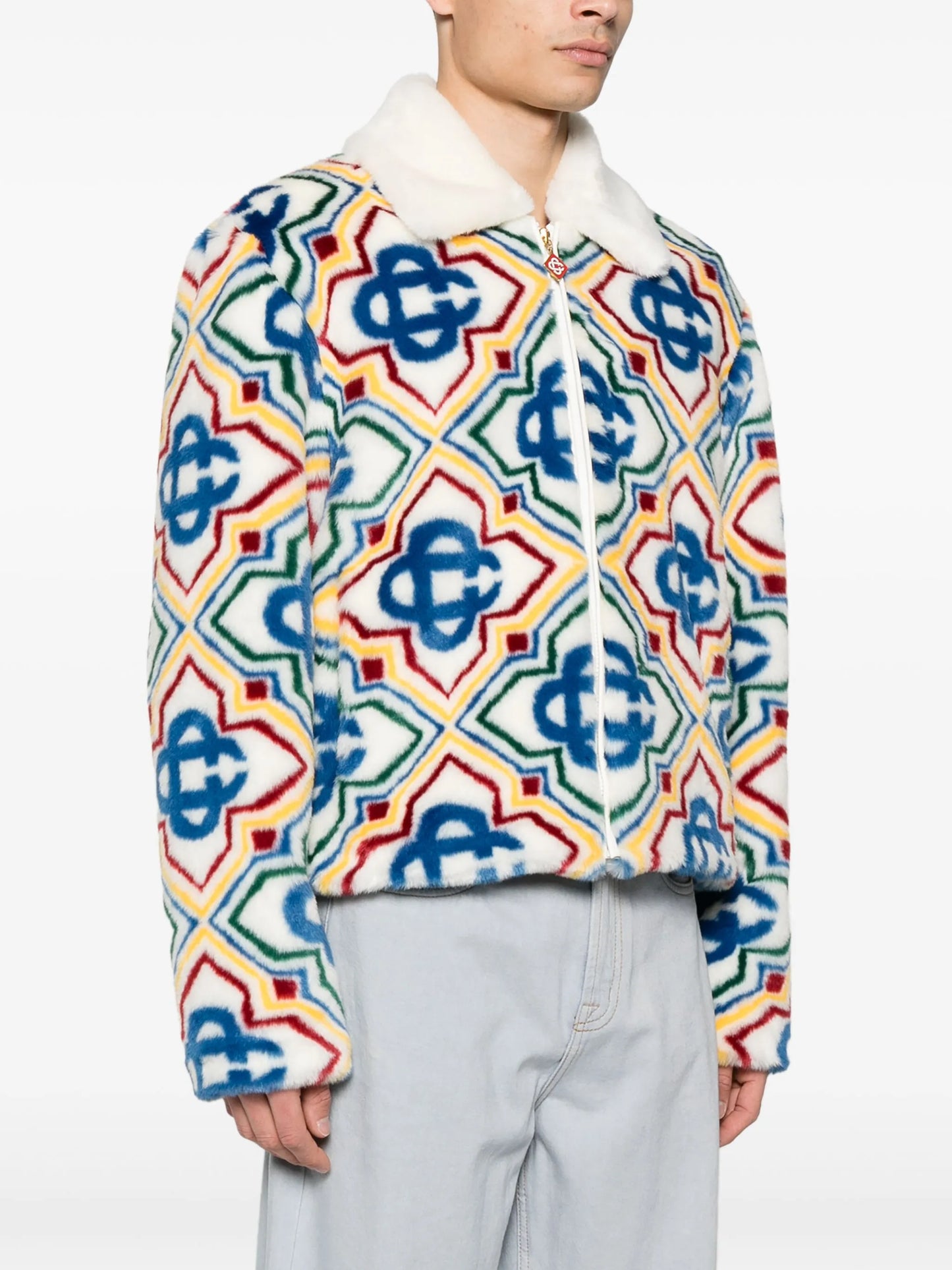 collared faux-fur jacket