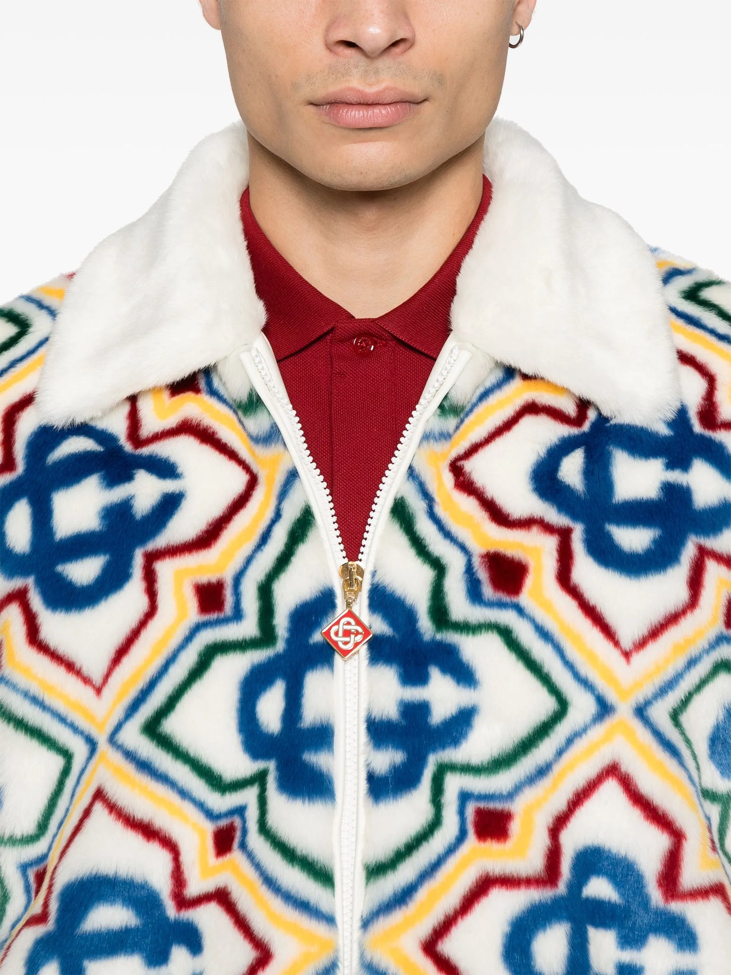 collared faux-fur jacket