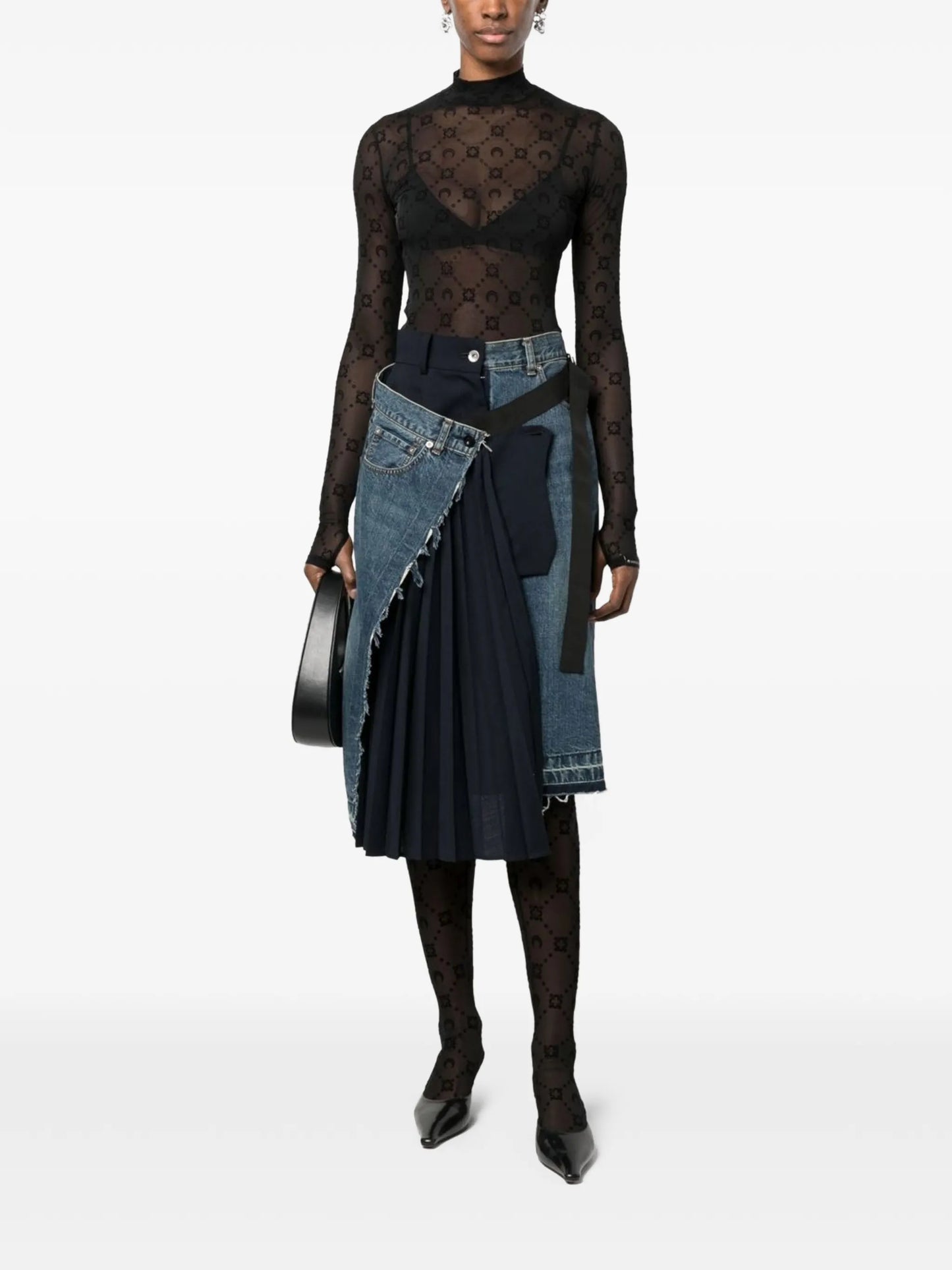 Moonogram-flocked mesh top