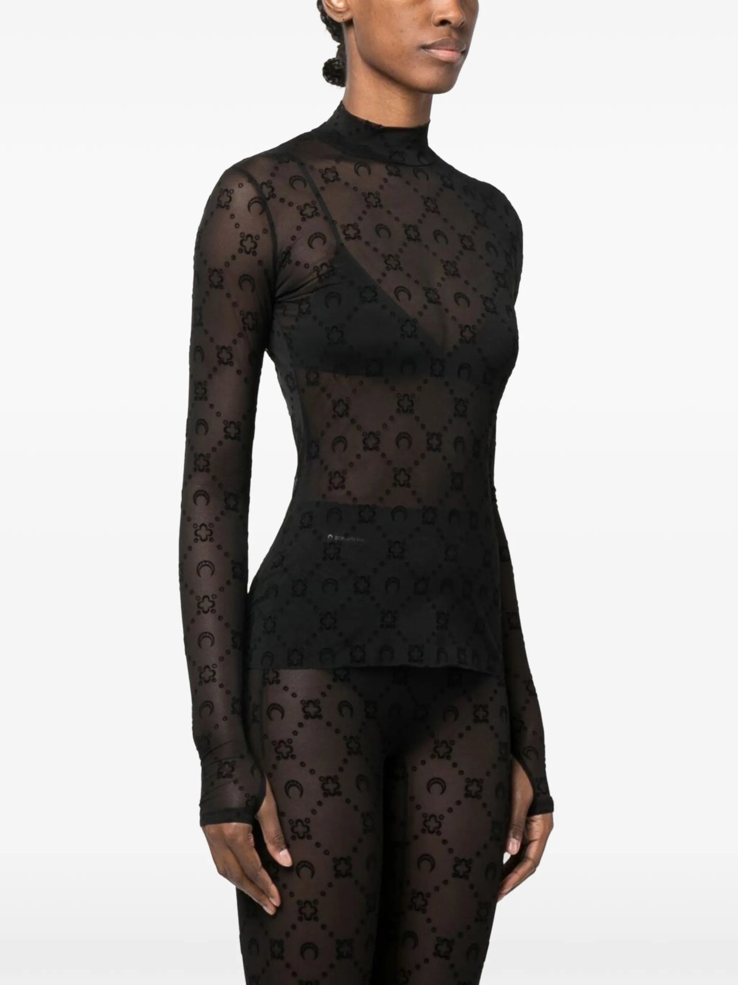 Moonogram-flocked mesh top
