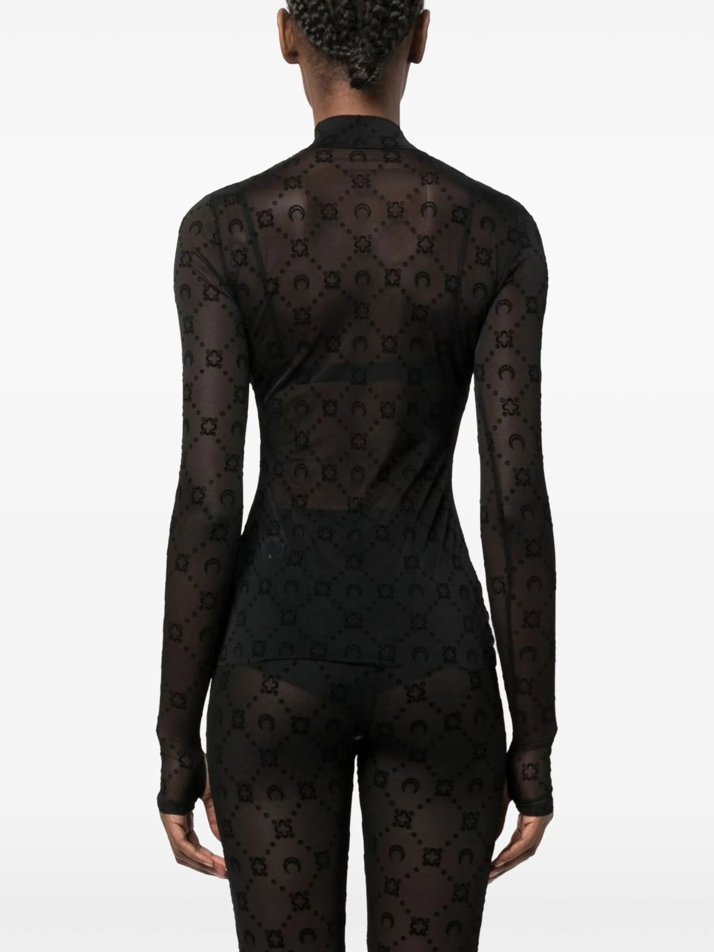 Moonogram-flocked mesh top