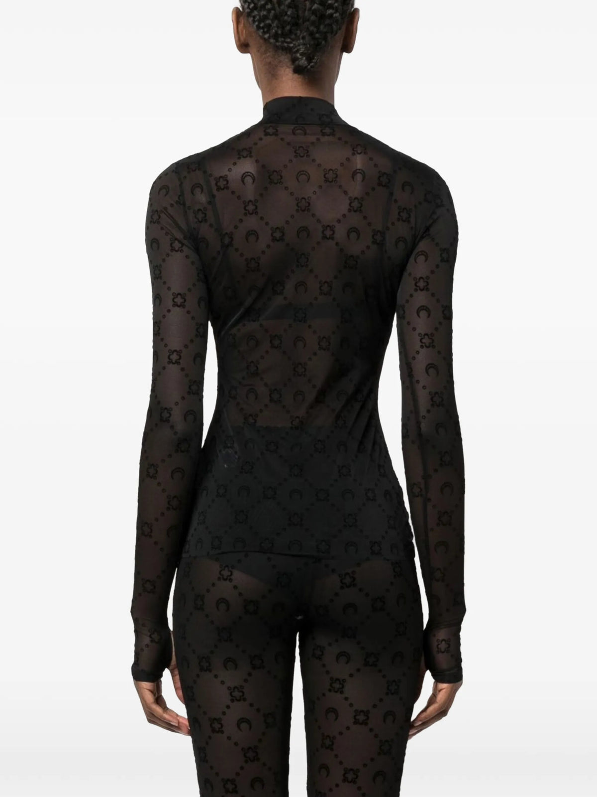 moonogram mesh flock Second Skin highneck top