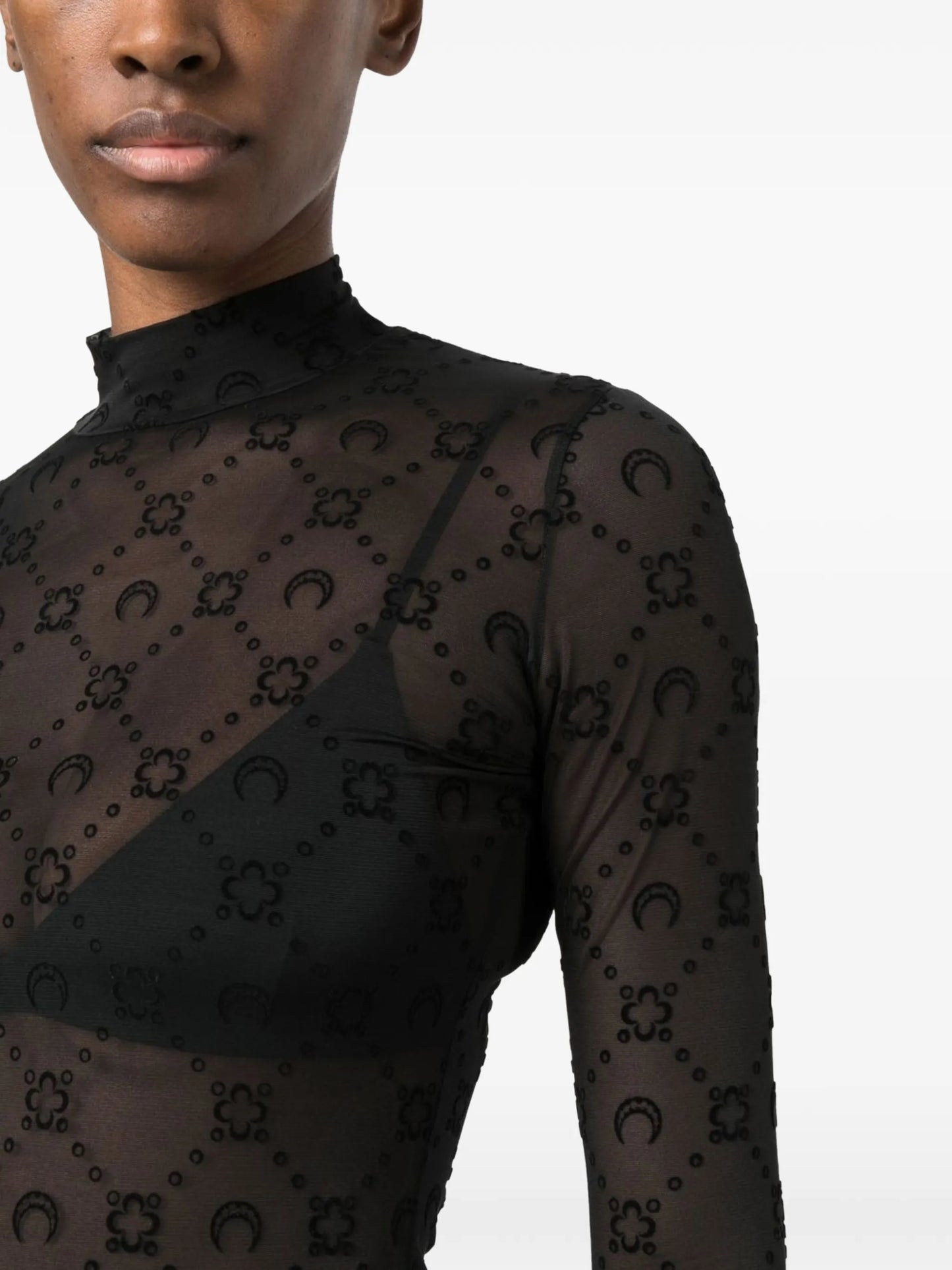Moonogram-flocked mesh top