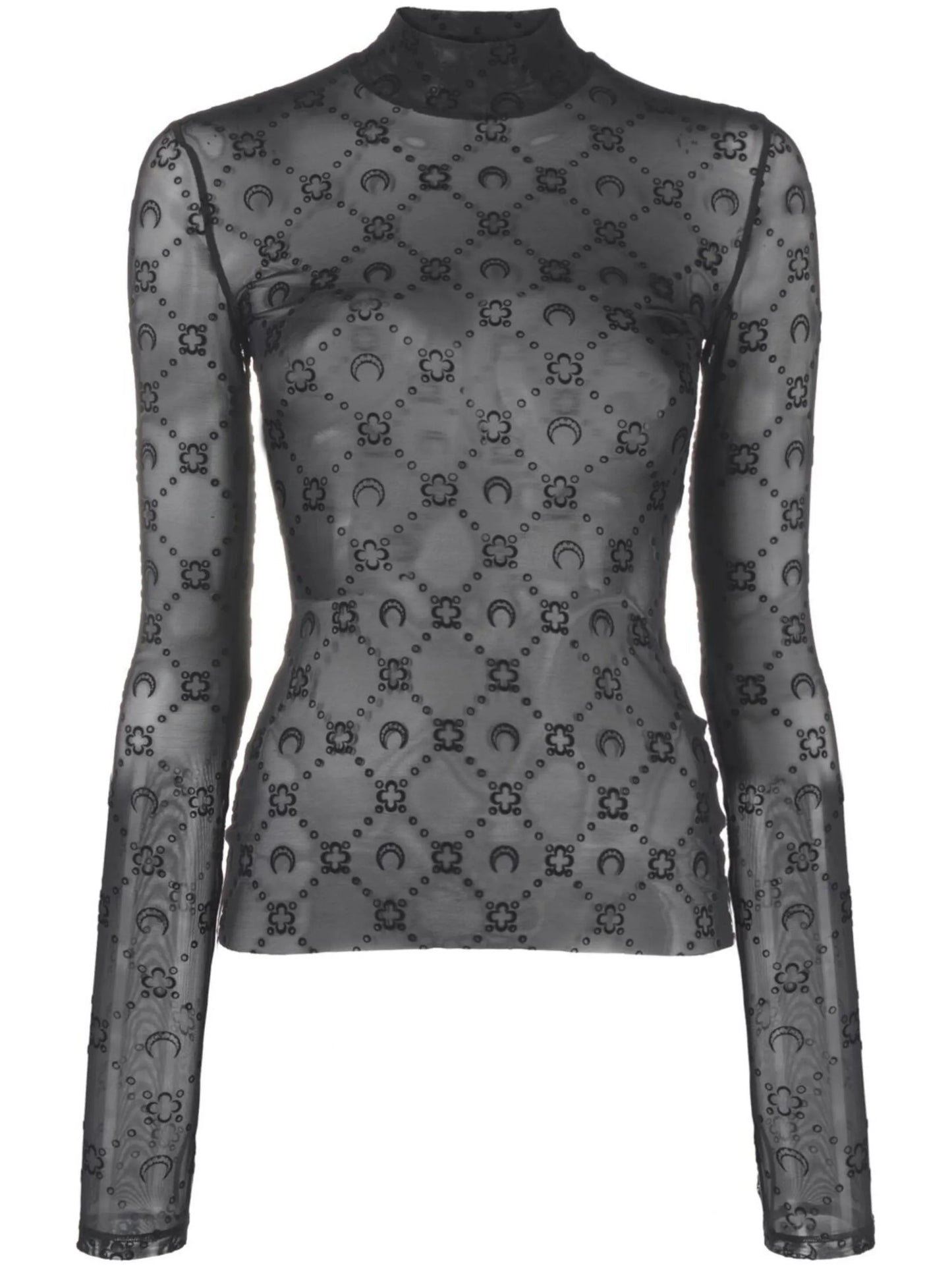 Moonogram-flocked mesh top