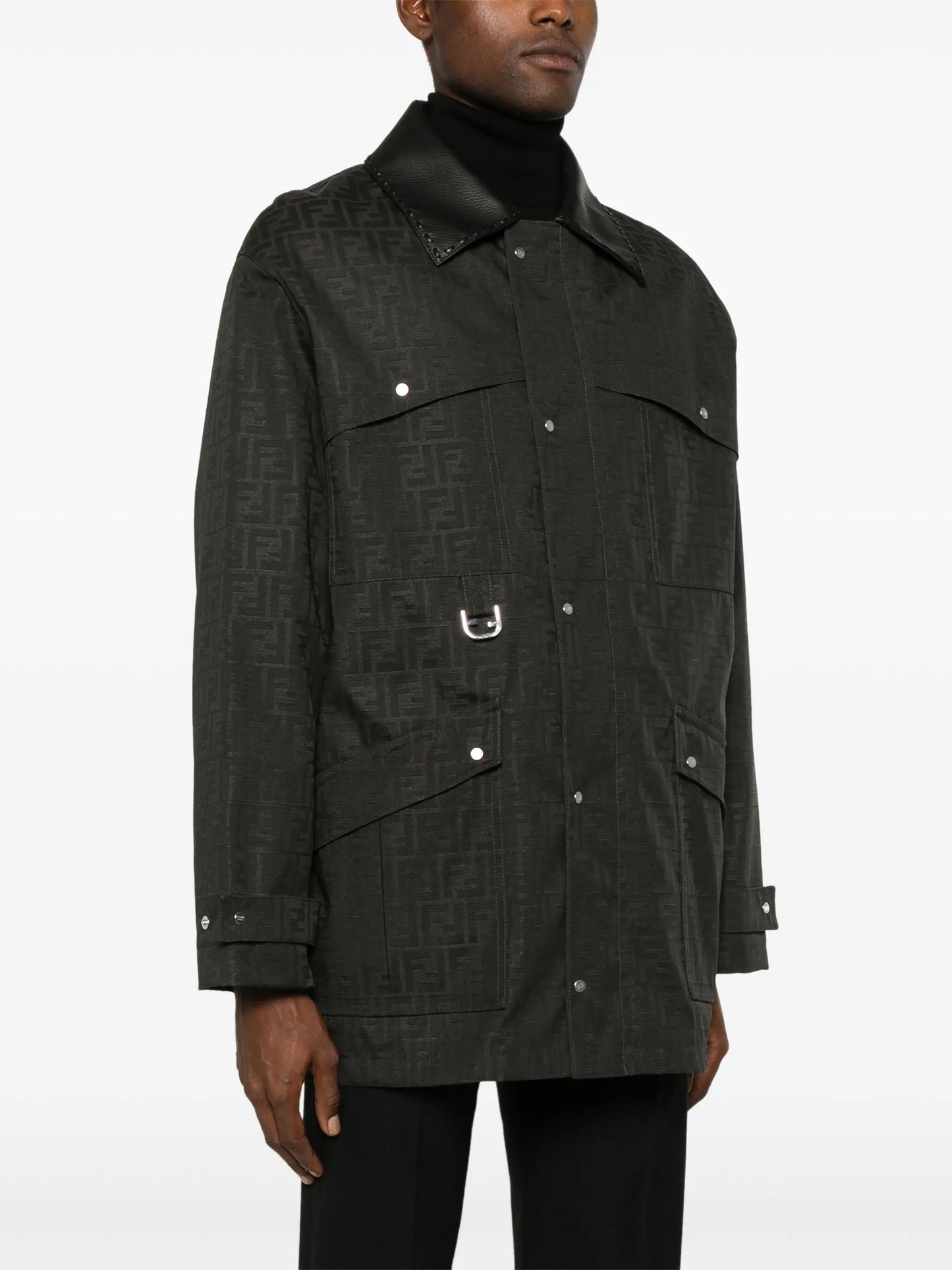 FF-jacquard waxed coat