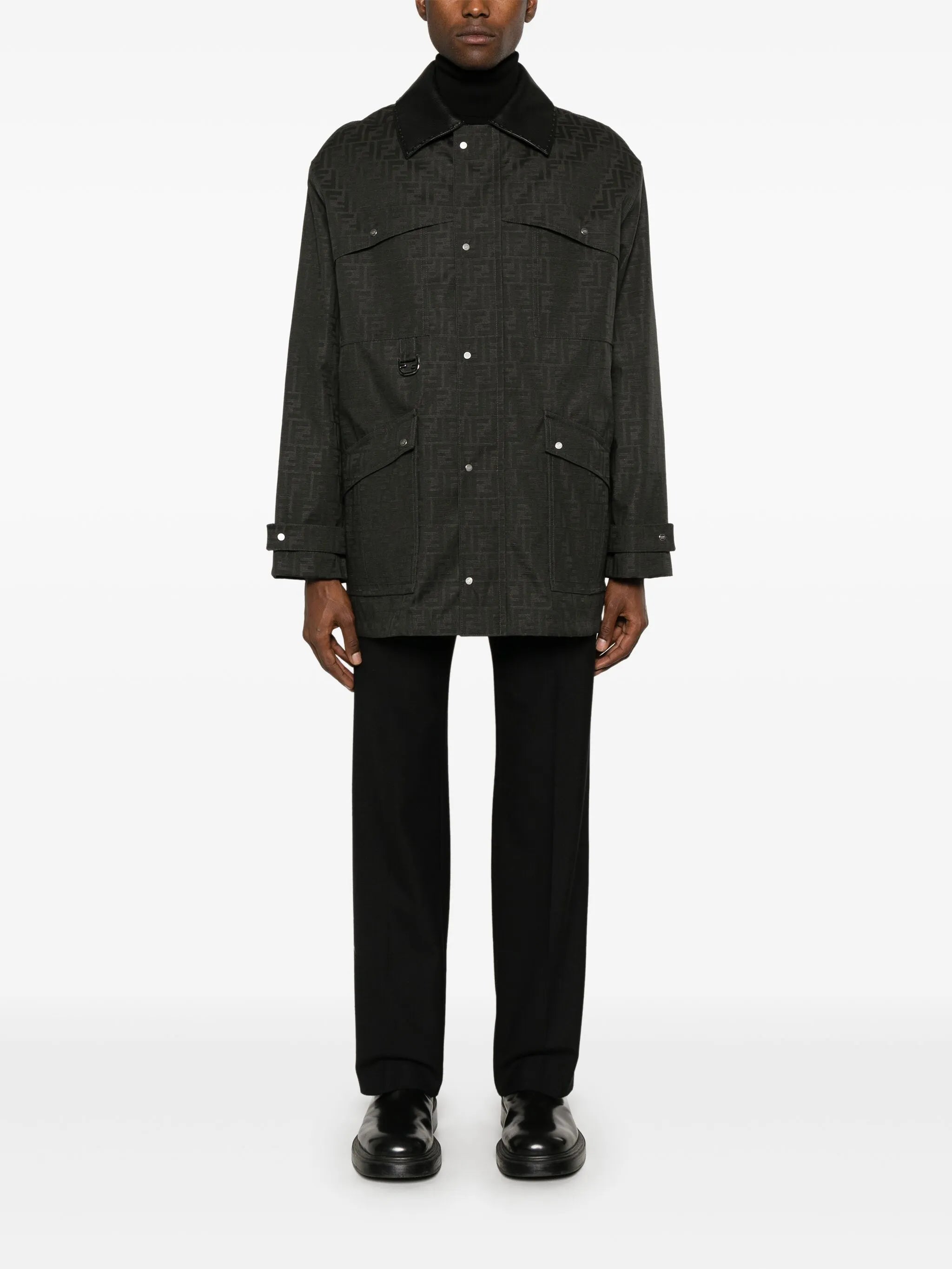FF-jacquard waxed coat