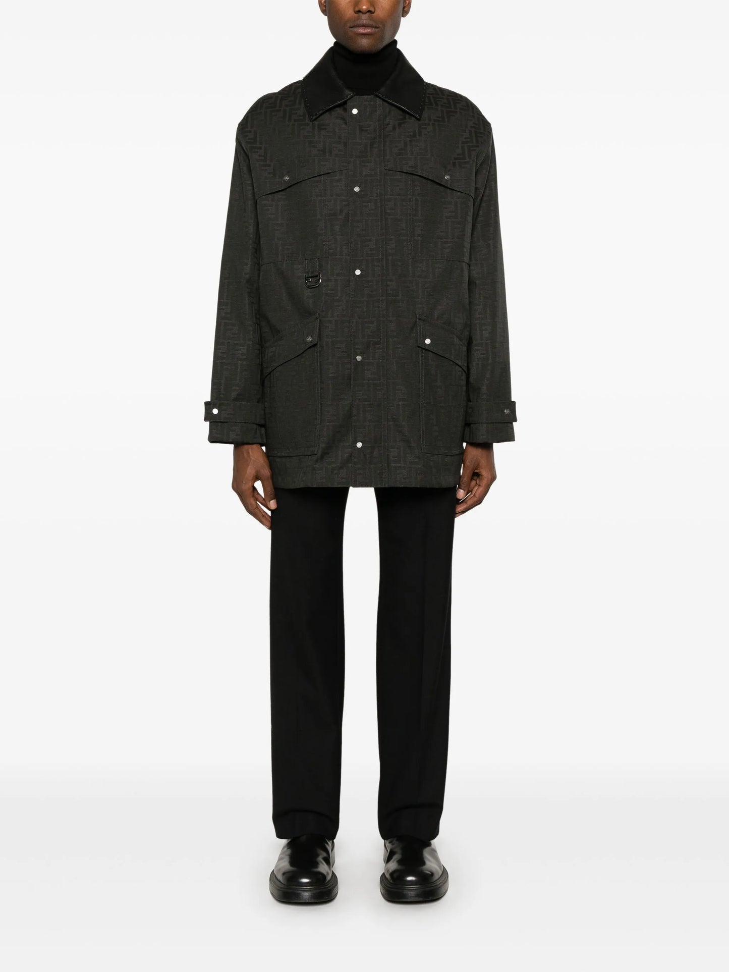 FF-jacquard waxed coat