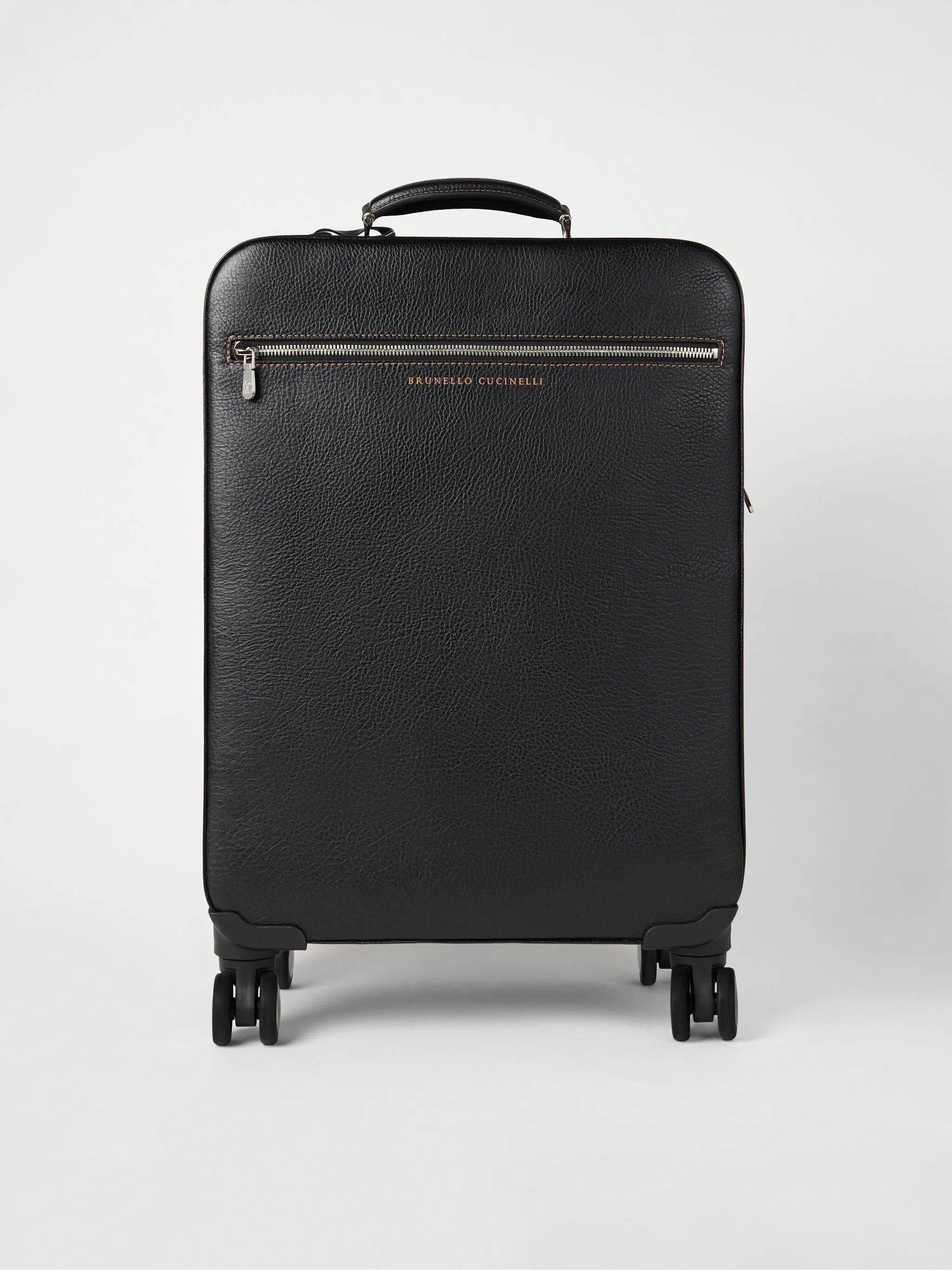 grained leather suitcase