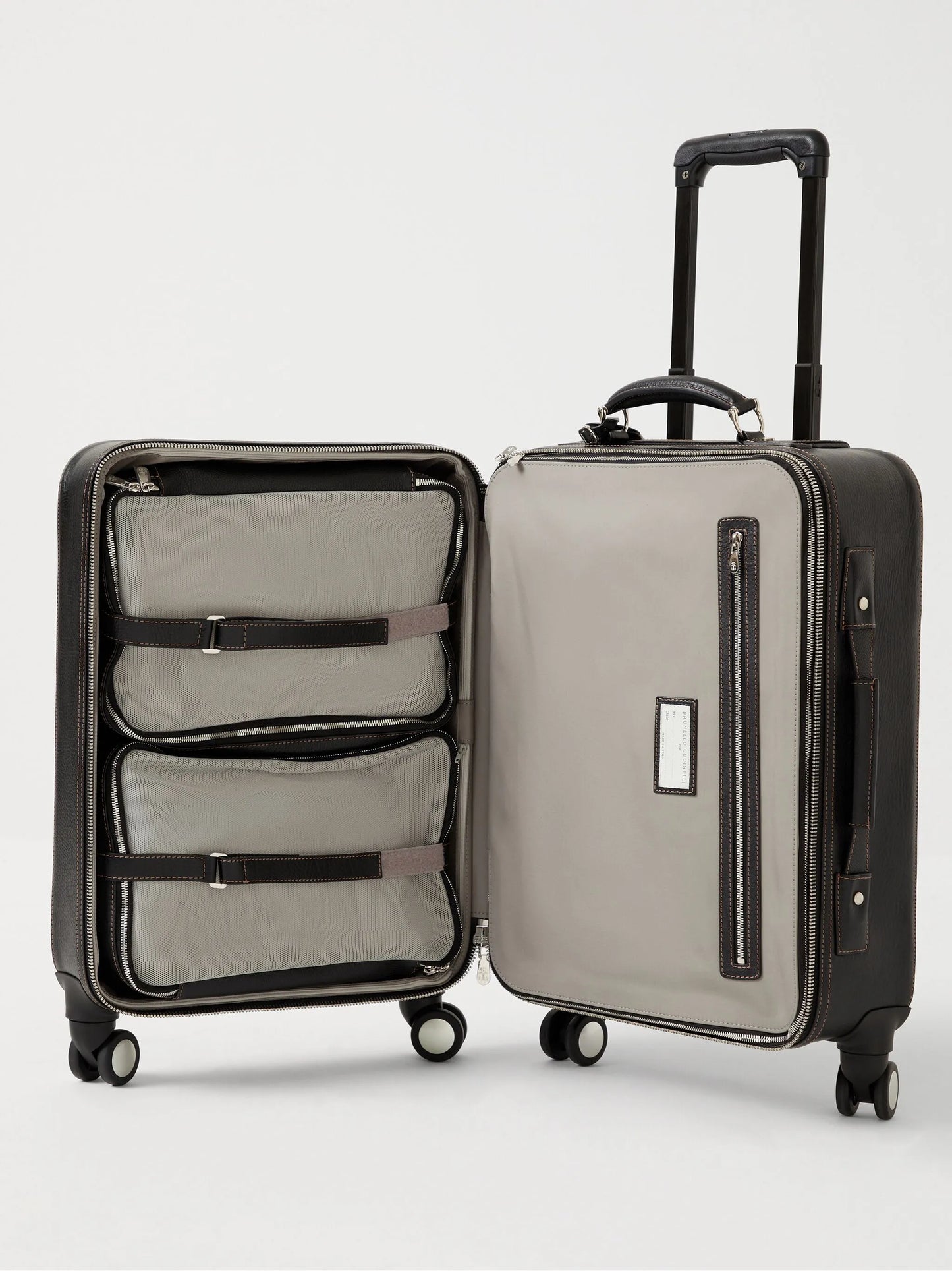 grained leather suitcase