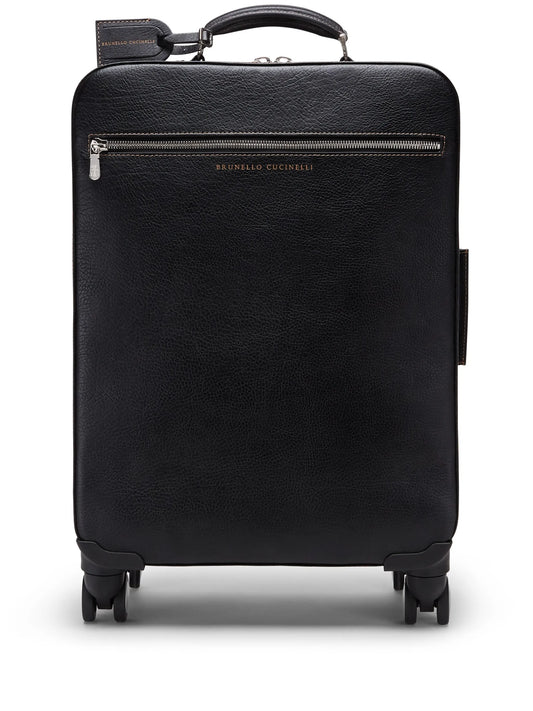 grained leather suitcase