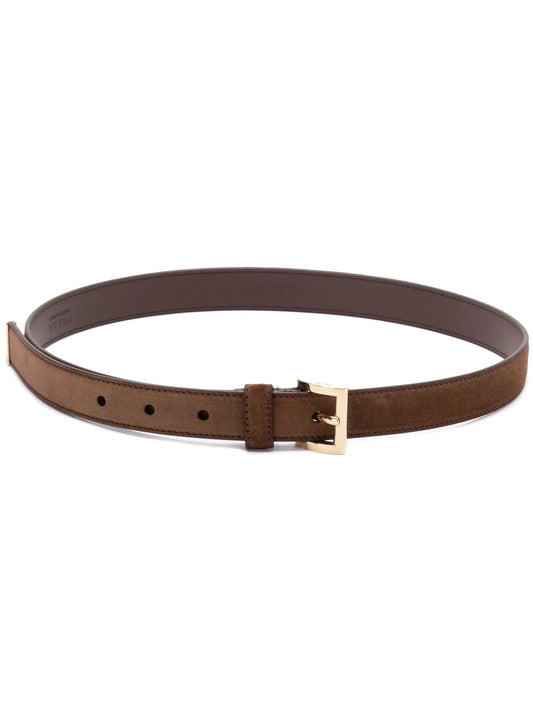 logo-buckle leather belt