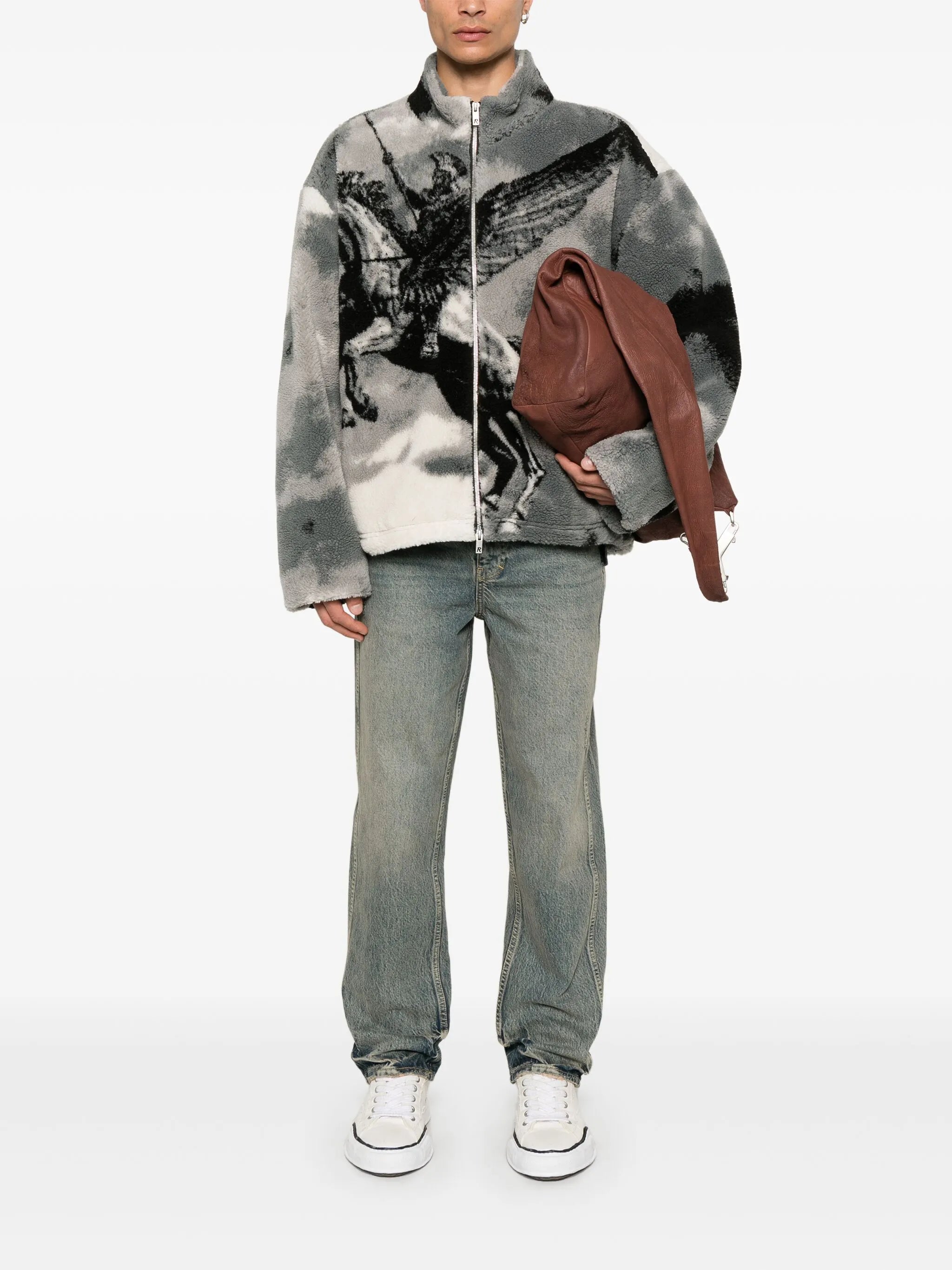 mascot-print fleece jacket
