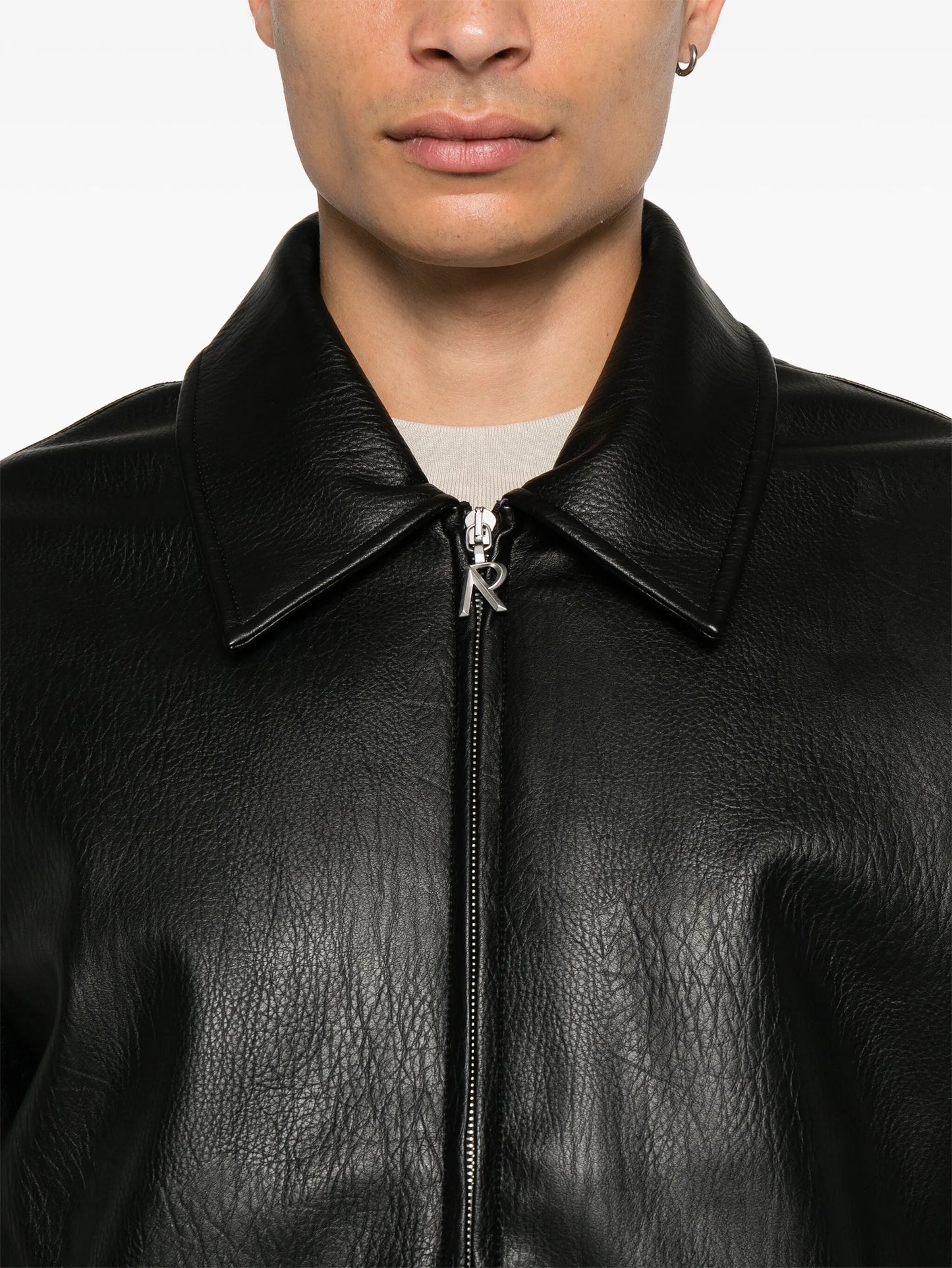 faux-leather bomber jacket