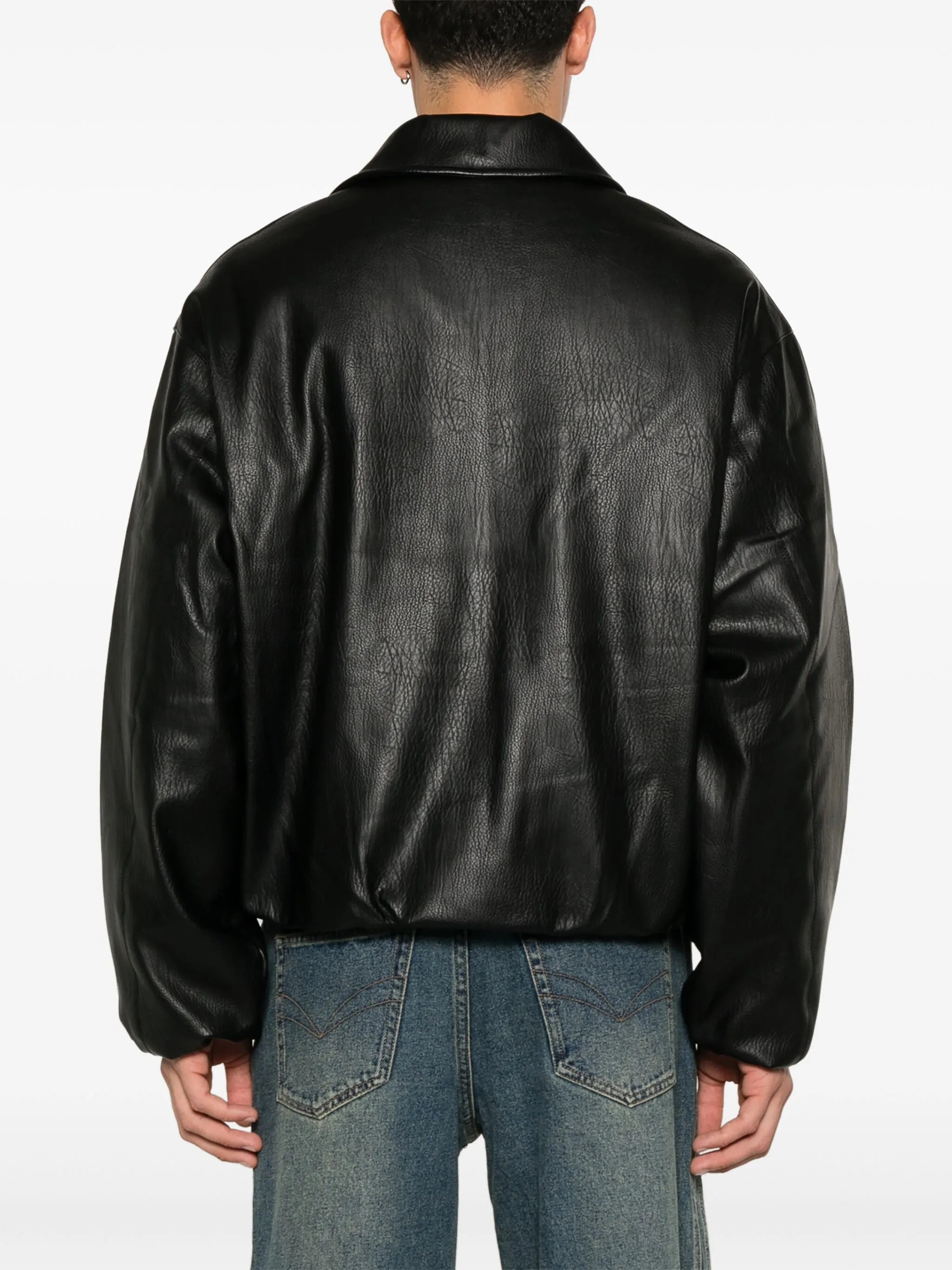 faux-leather bomber jacket
