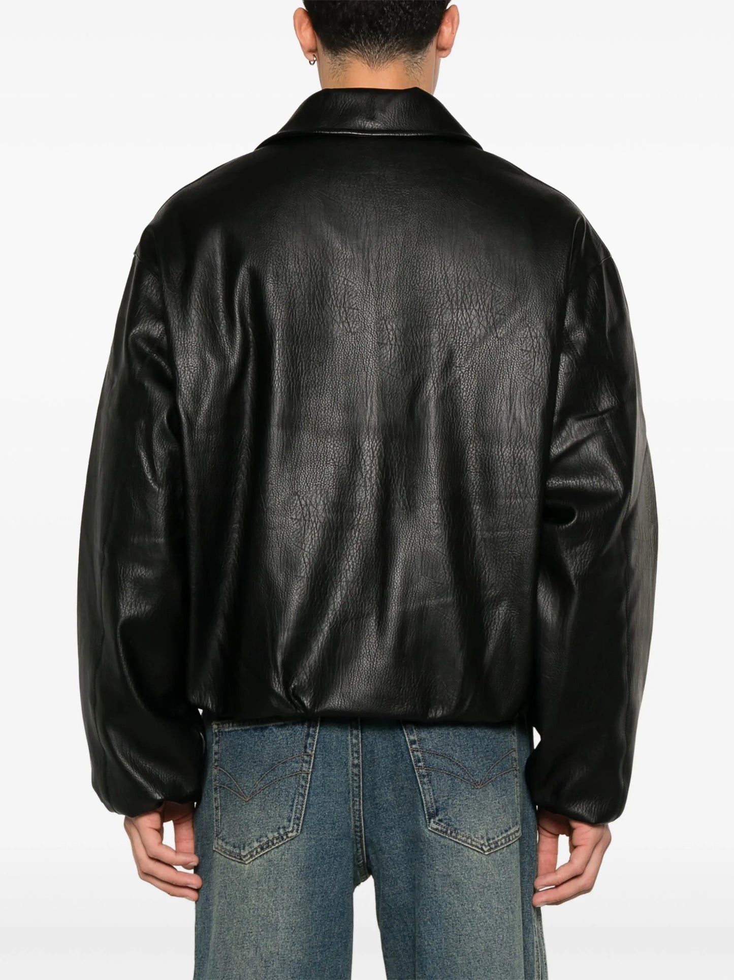 faux-leather bomber jacket