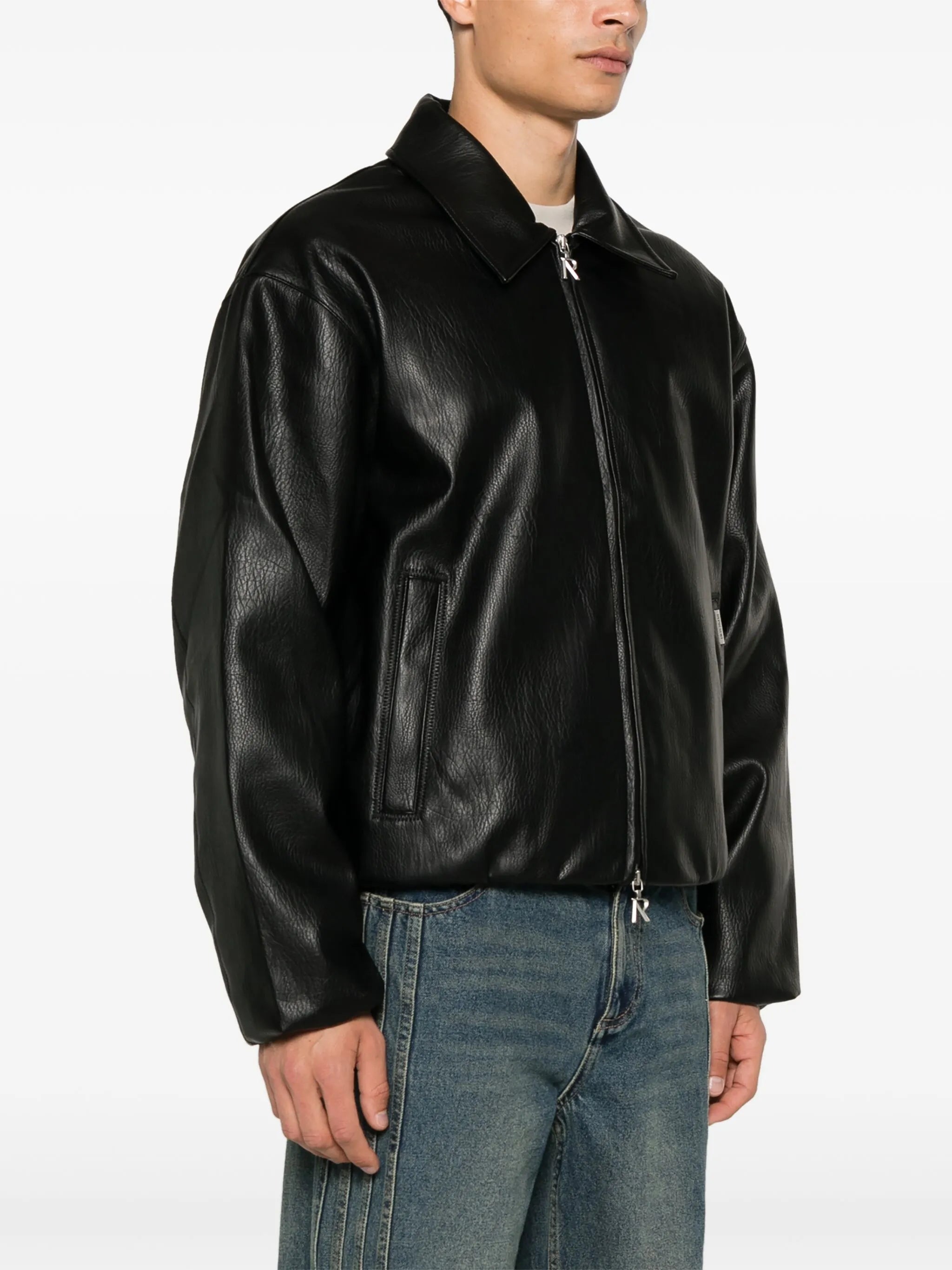 faux-leather bomber jacket