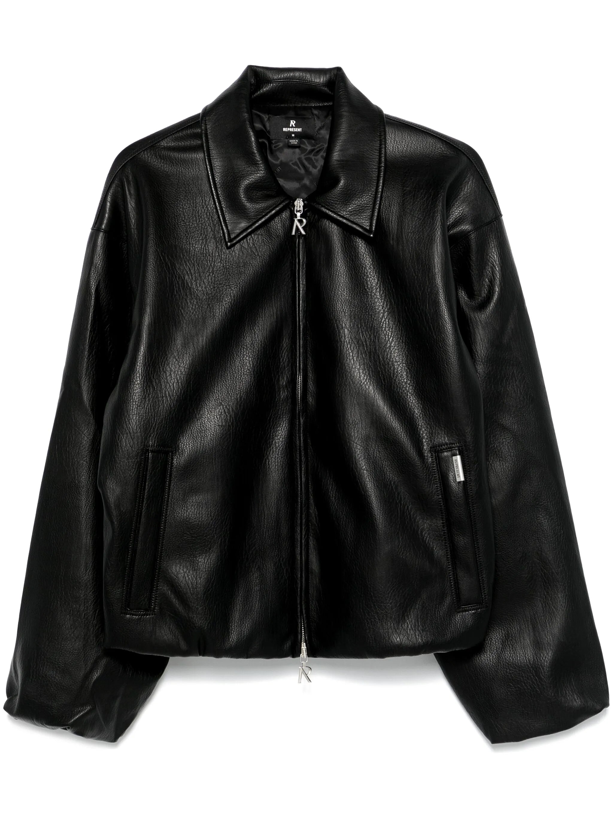 faux-leather bomber jacket