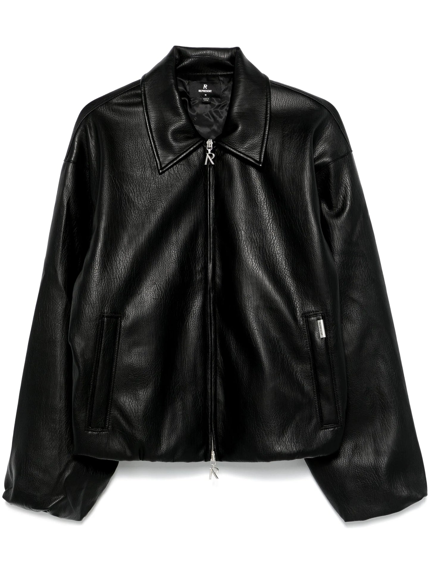 faux-leather bomber jacket