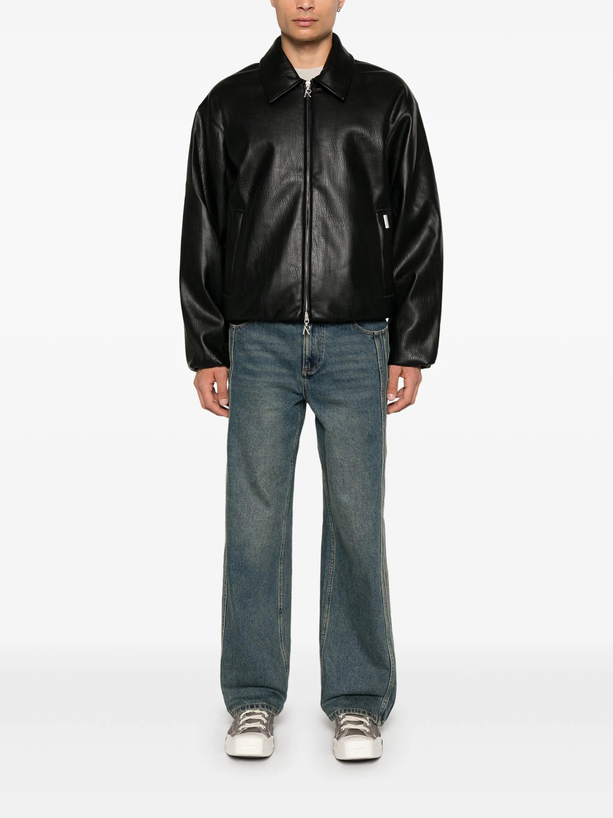 faux-leather bomber jacket