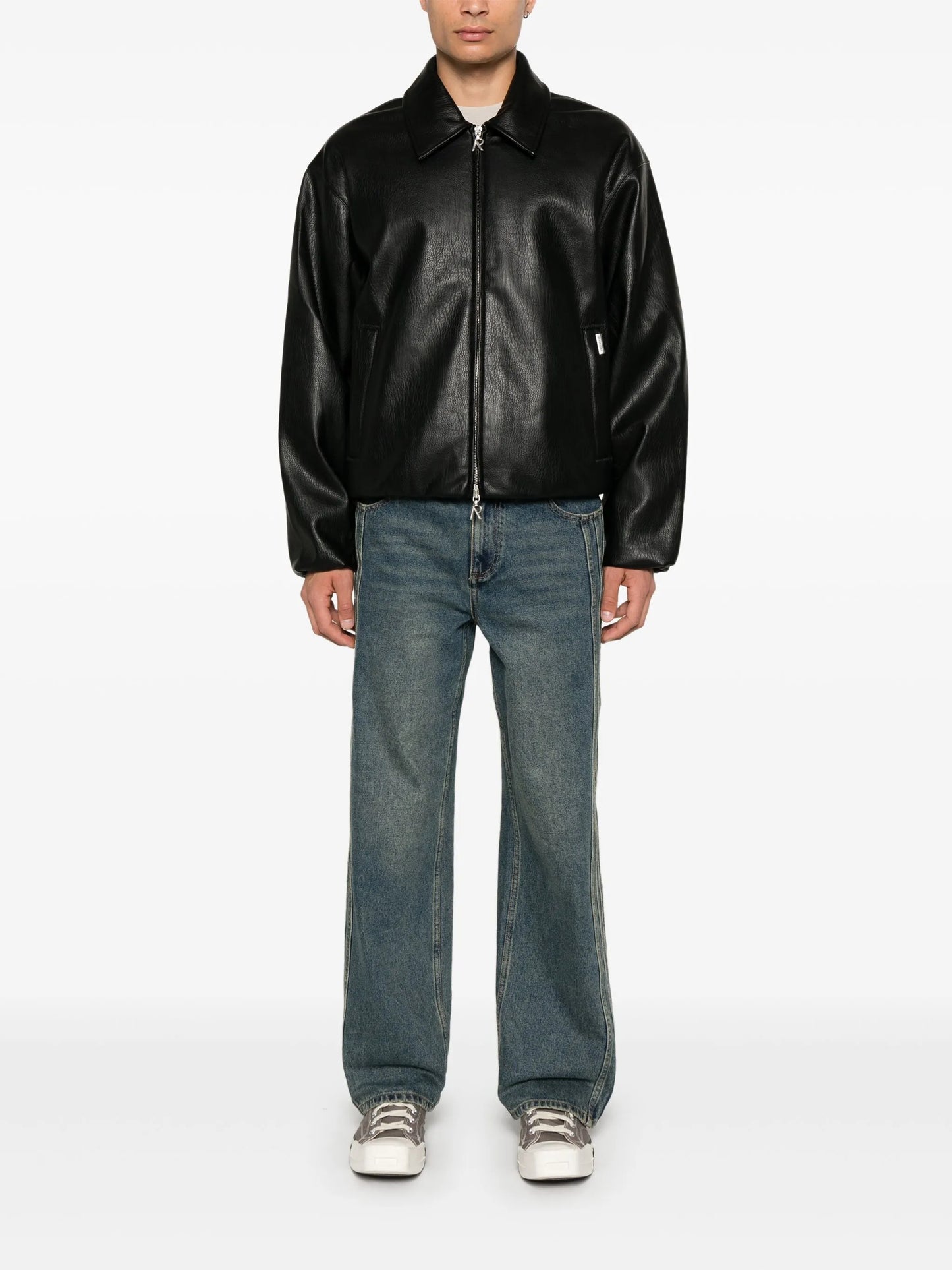 faux-leather bomber jacket