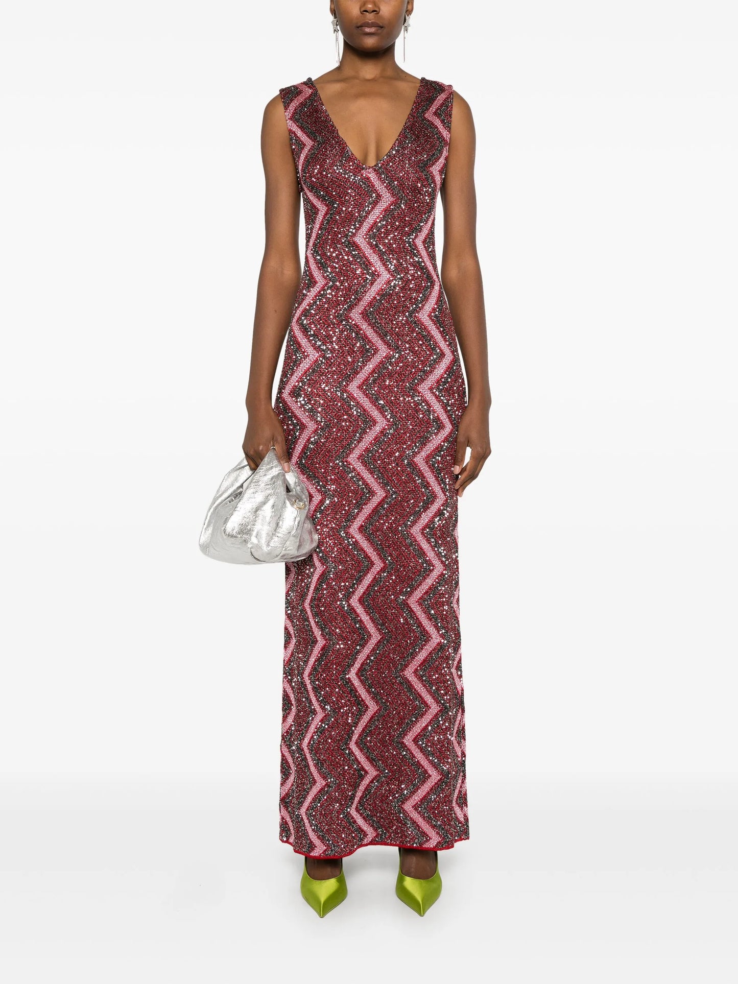 embellished zigzag maxi dress