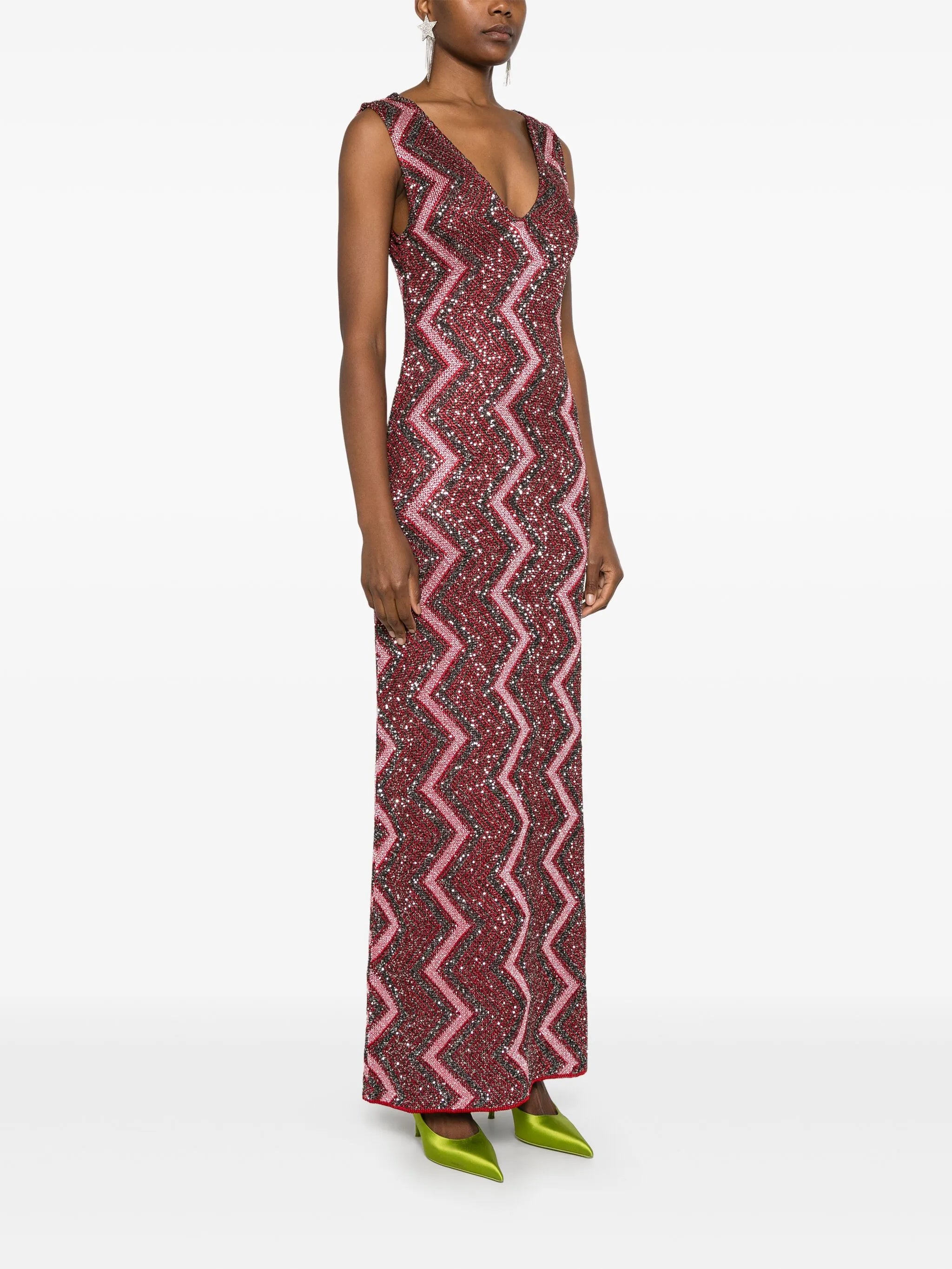 embellished zigzag maxi dress