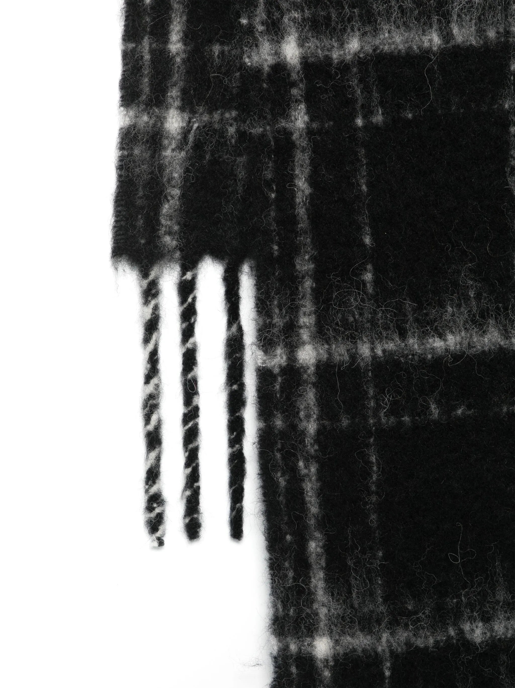 checked fringed scarf