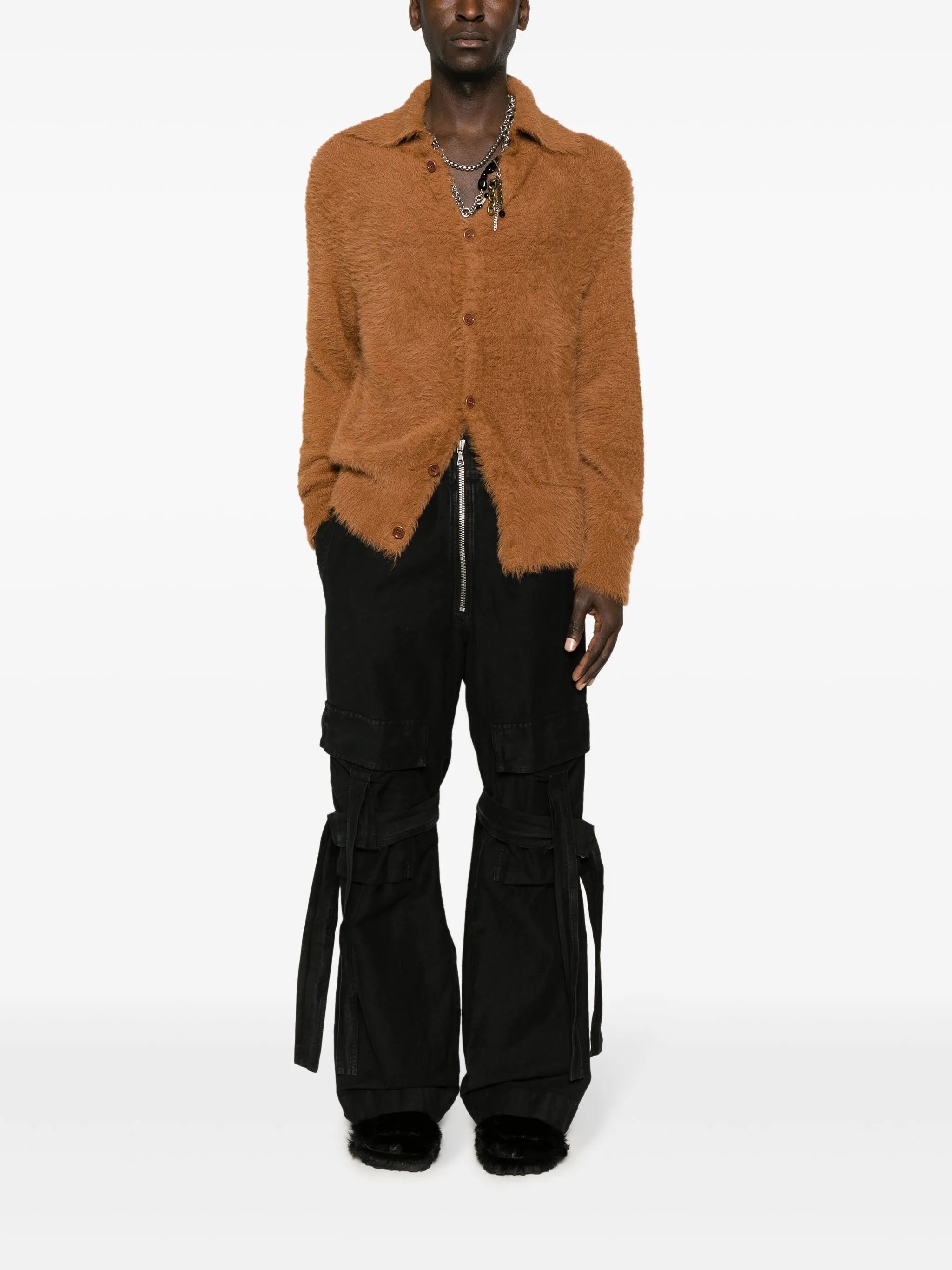 fluffy long-sleeve cardigan