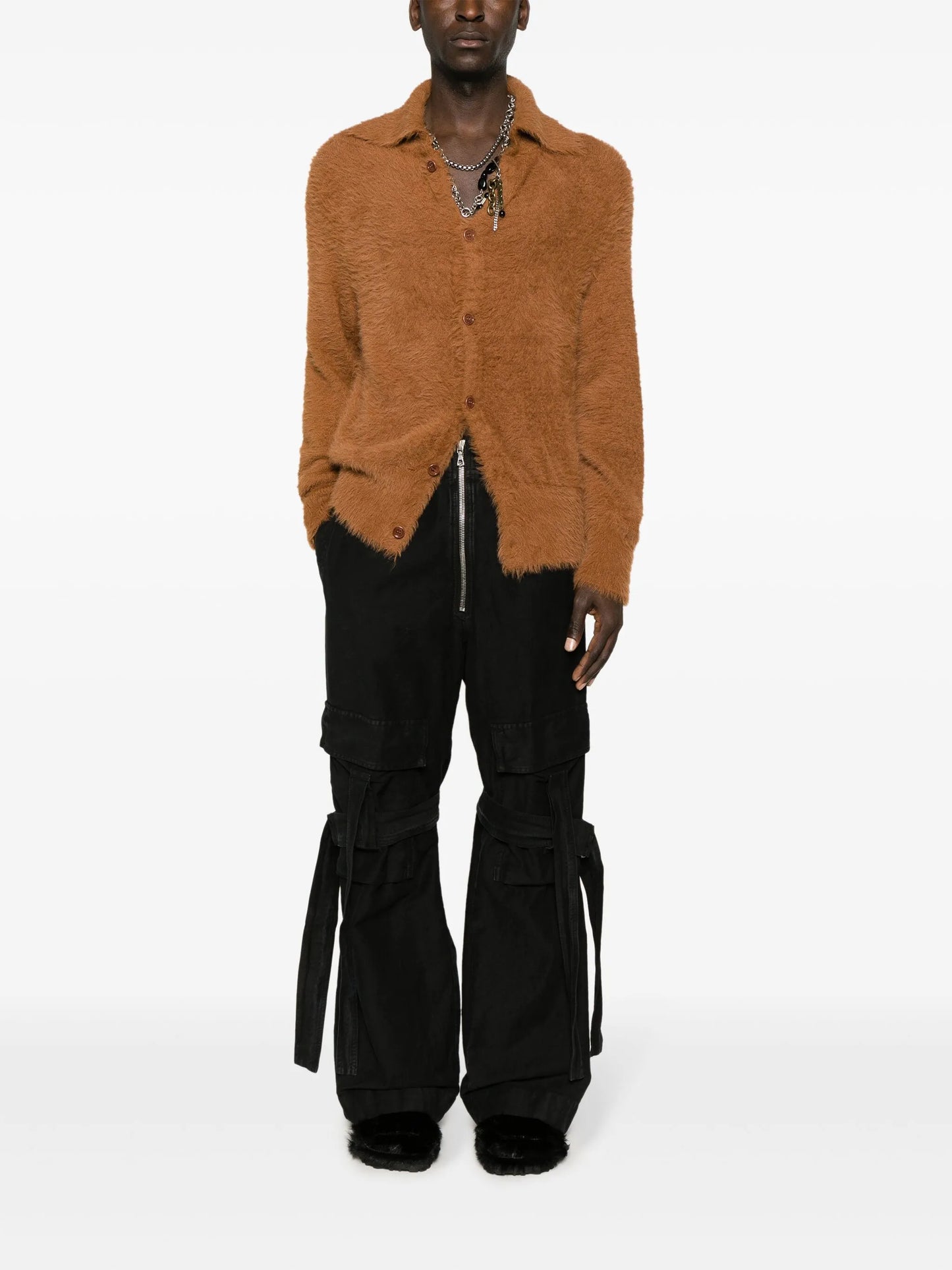 fluffy long-sleeve cardigan