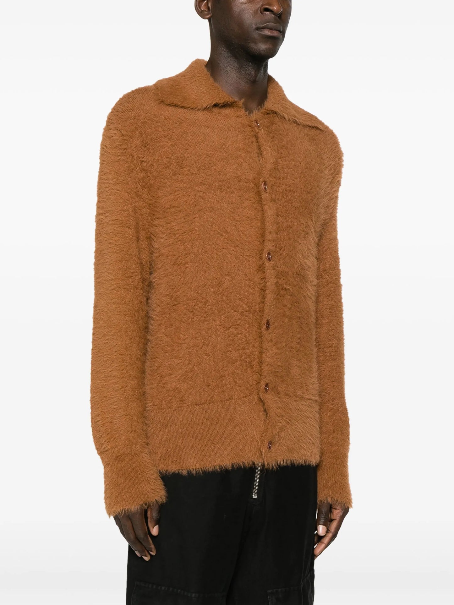fluffy long-sleeve cardigan