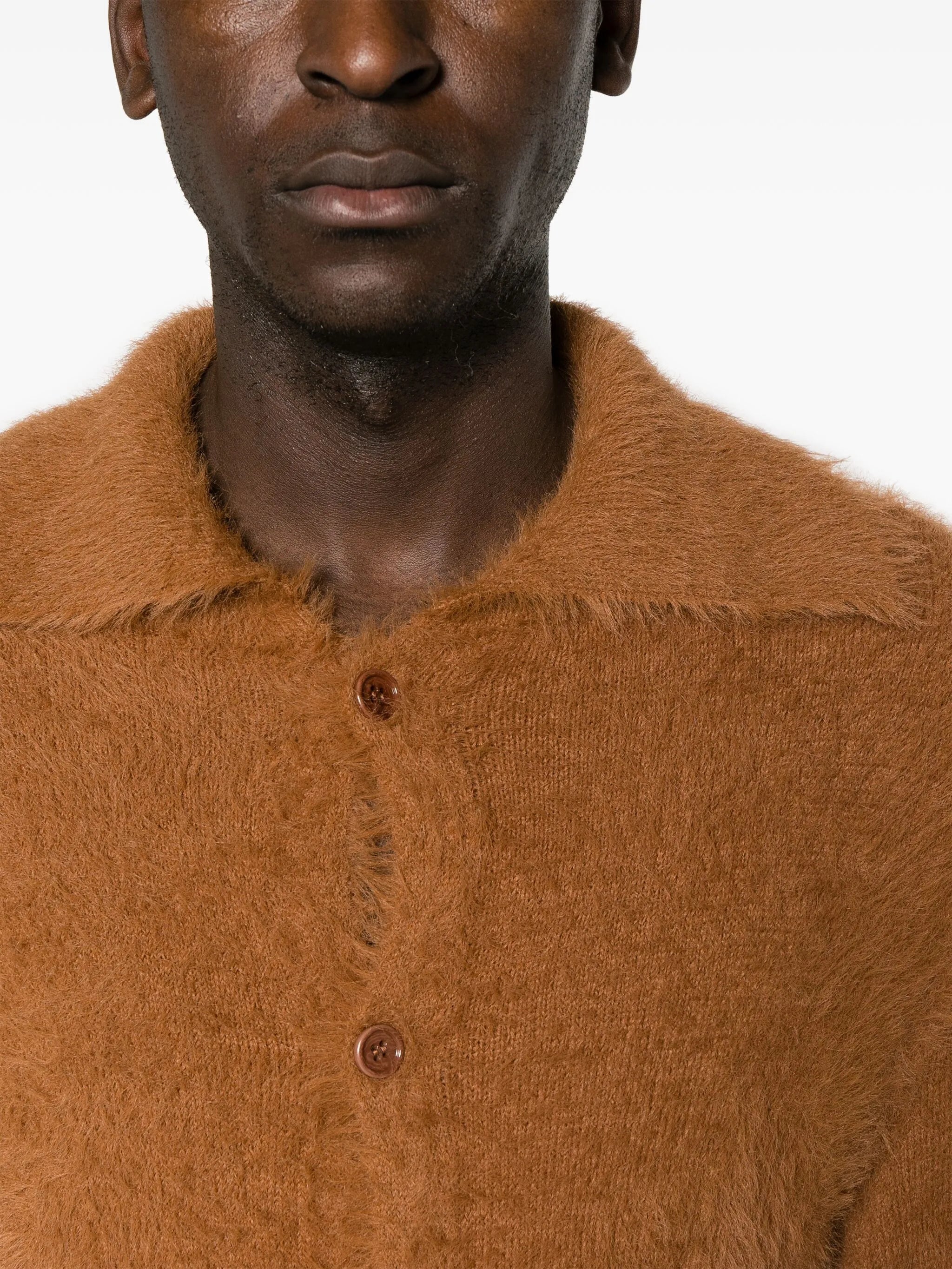 fluffy long-sleeve cardigan