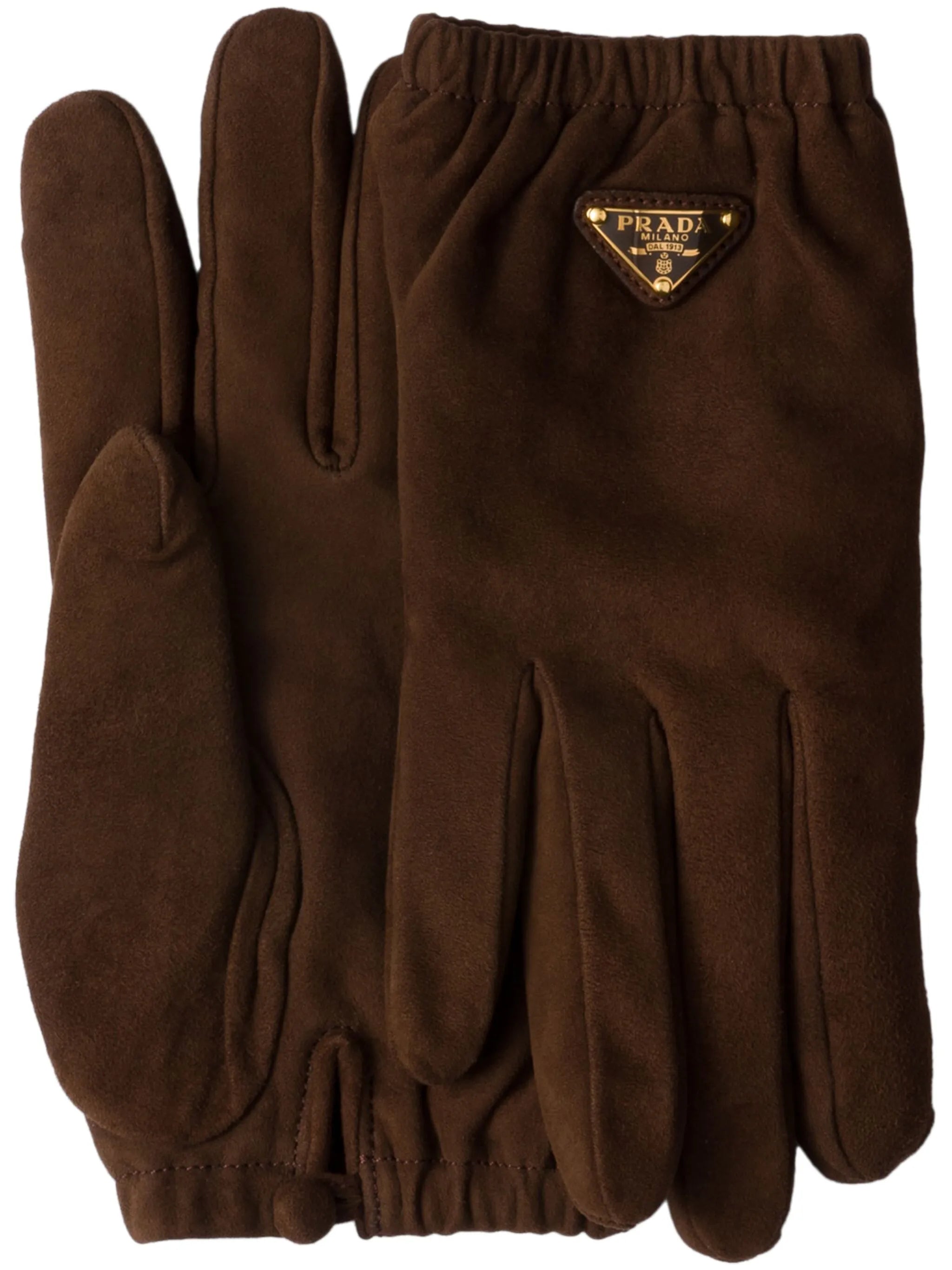 triangle-logo suede gloves