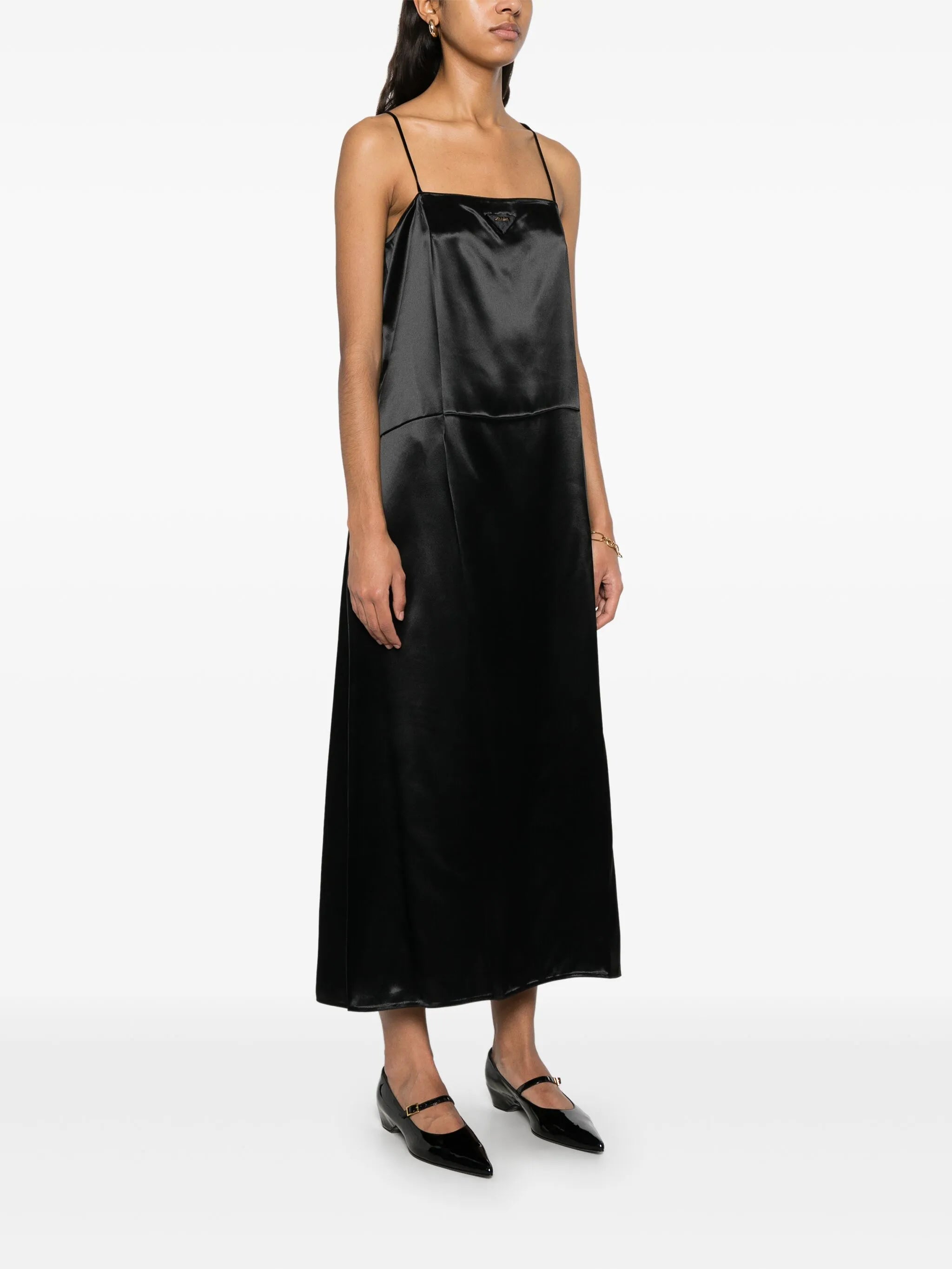 satin slip midi dress