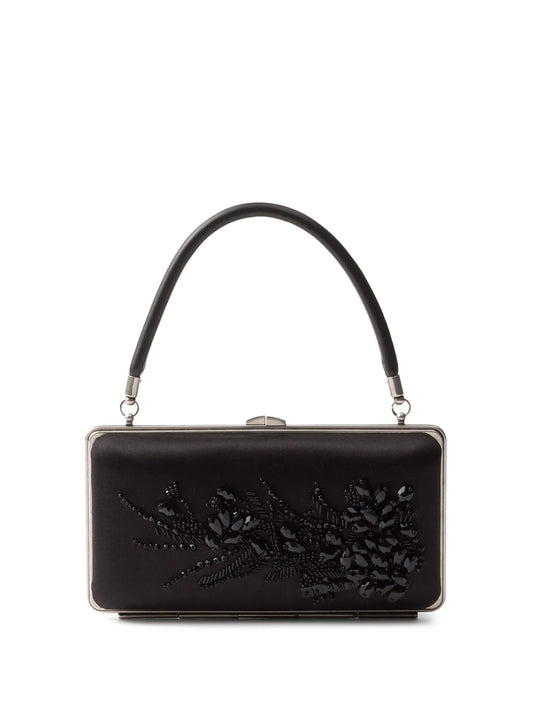 Embroidered satin clutch