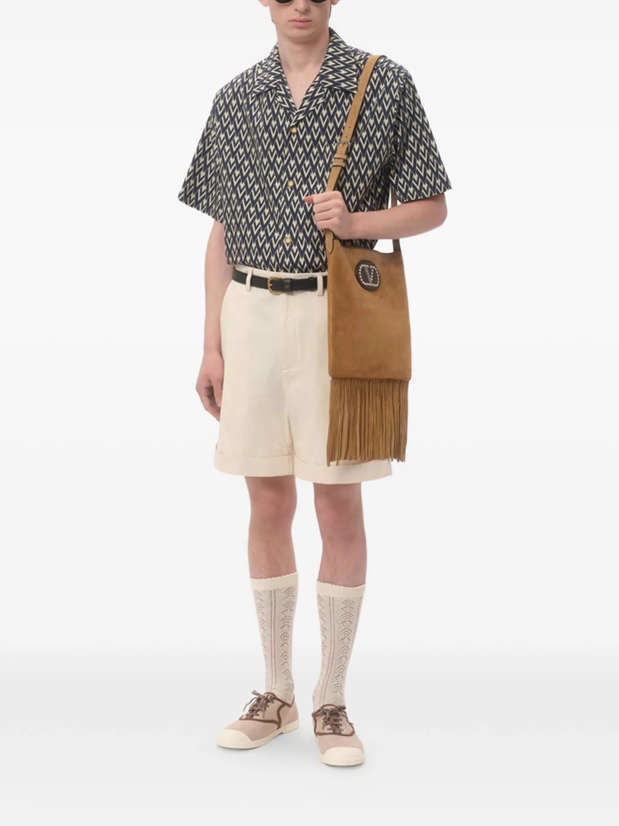 printed button-up bowling shirt