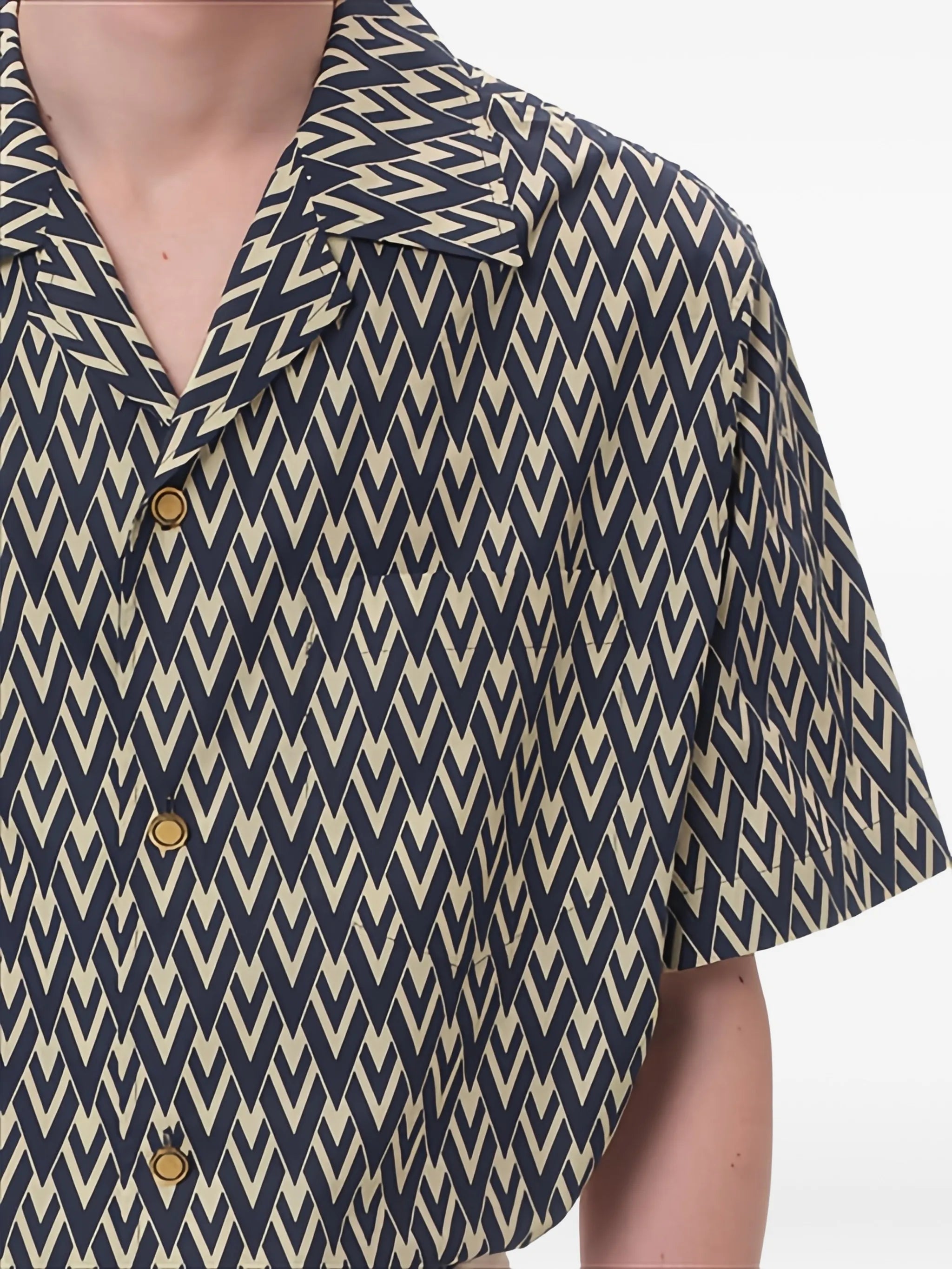 printed button-up bowling shirt