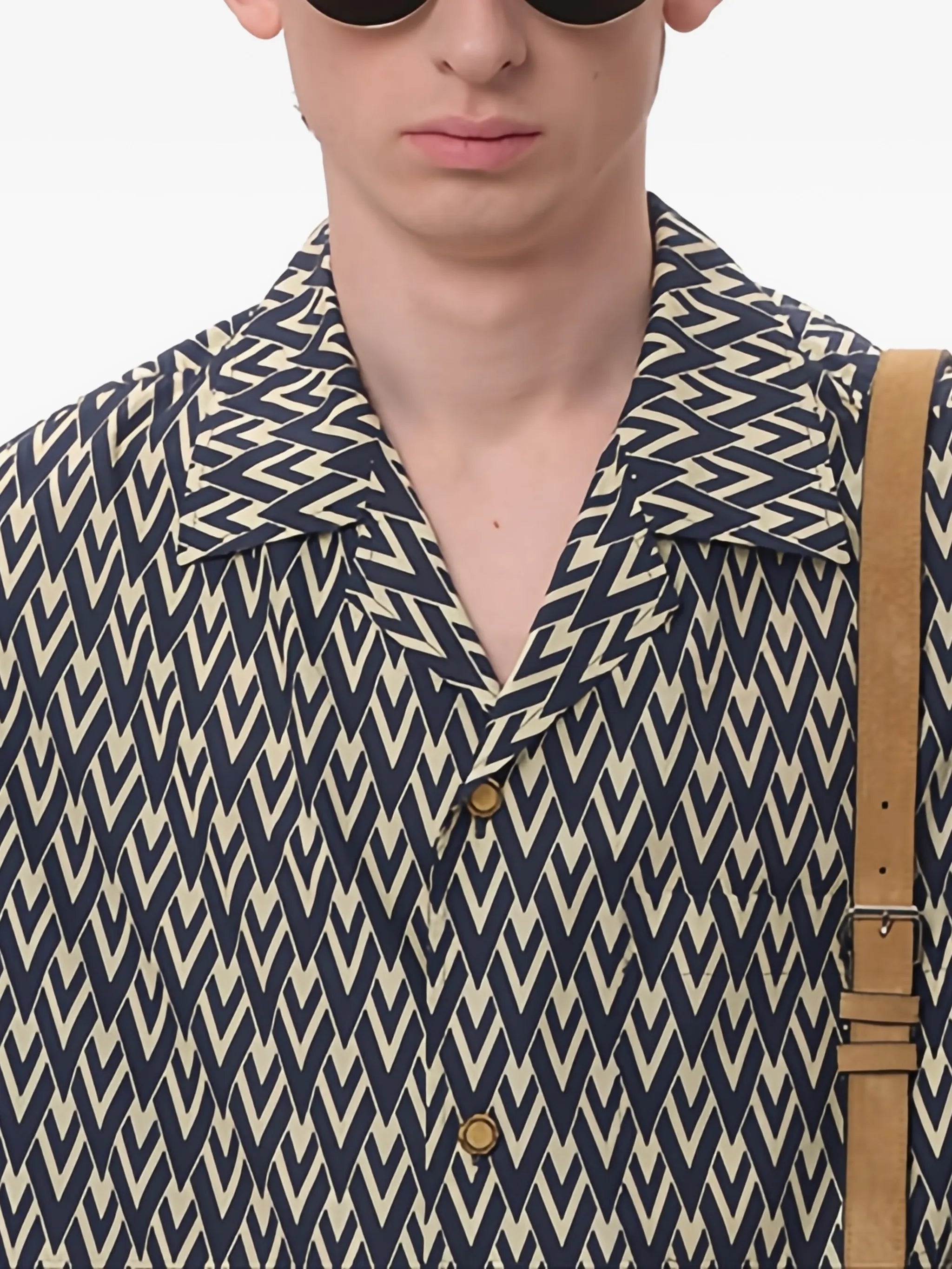 printed button-up bowling shirt
