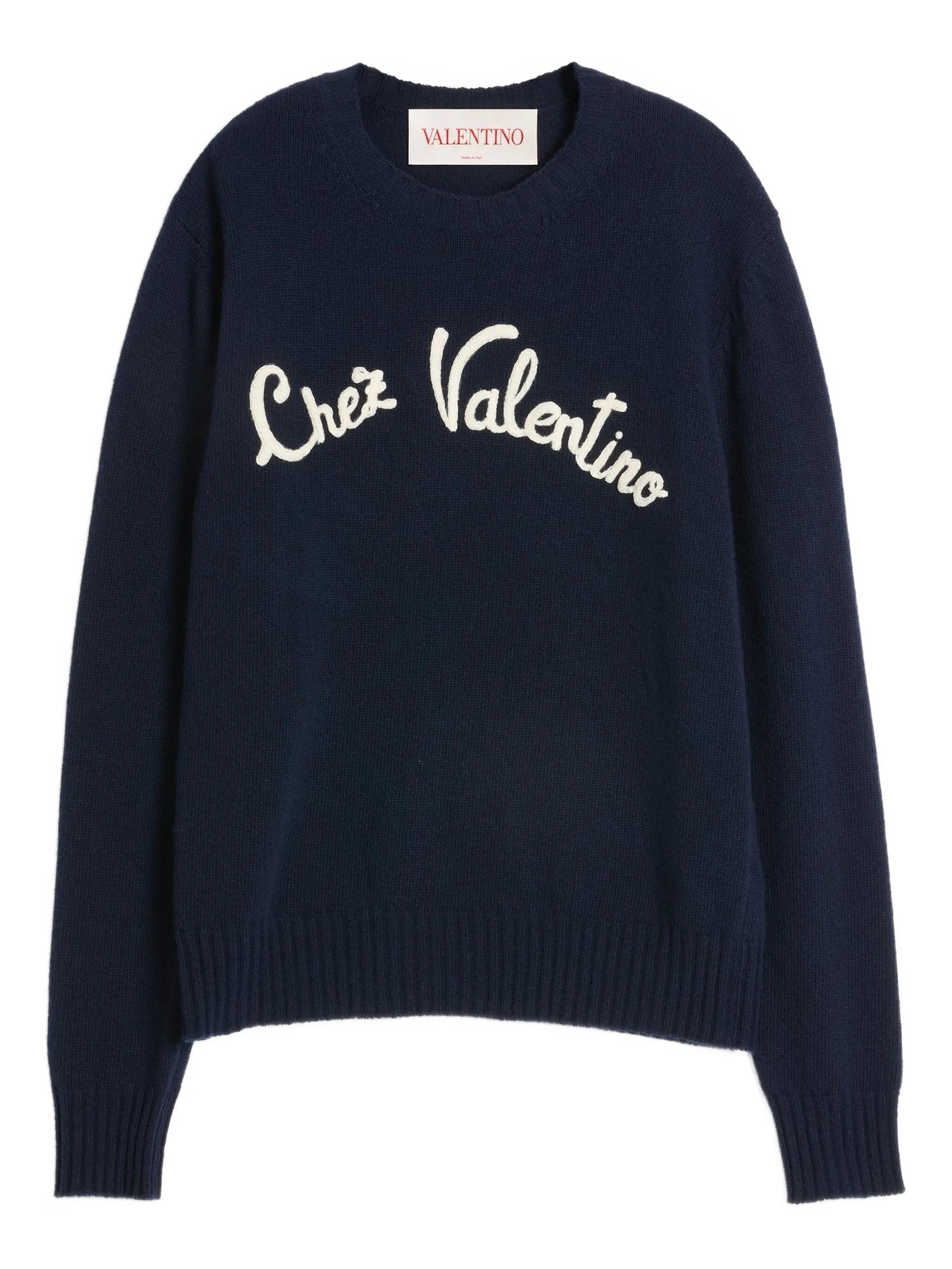 Chez-embroidered wool sweater