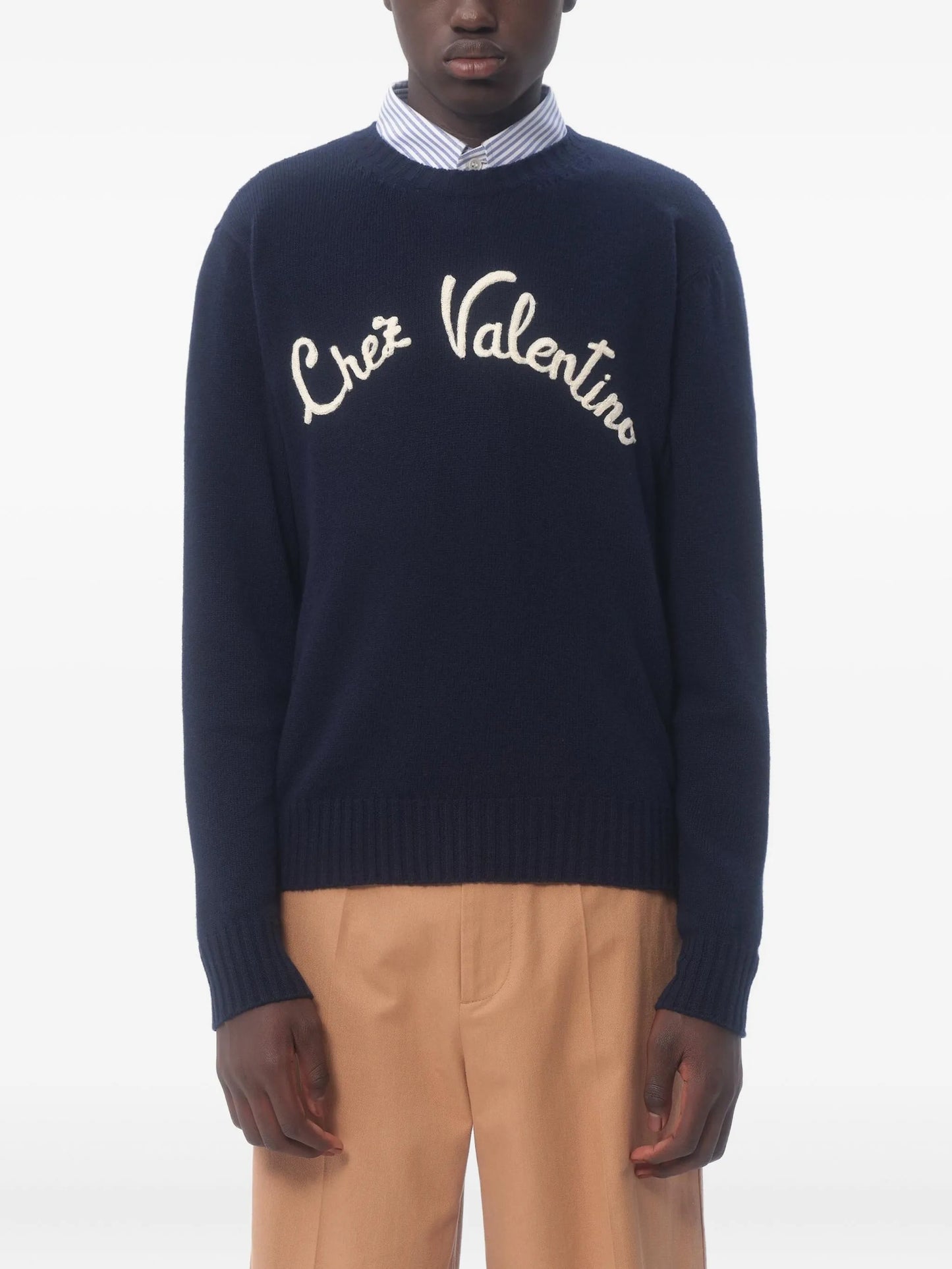 Chez-embroidered wool sweater