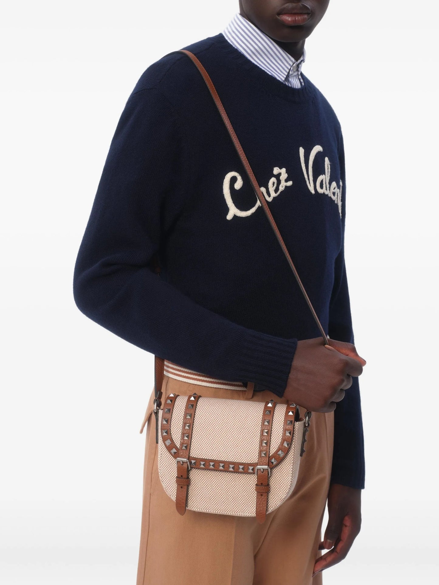 Chez-embroidered wool sweater