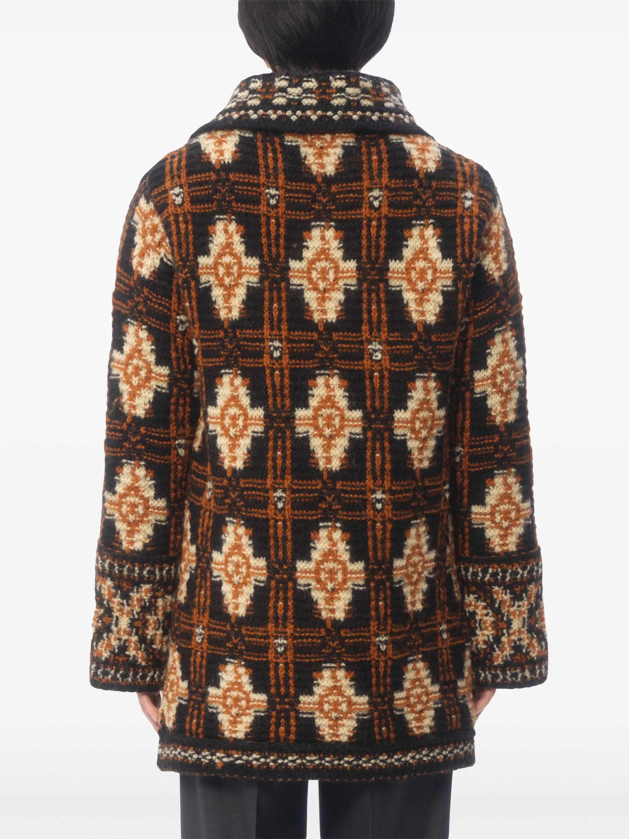 geometric-pattern wool cardigan